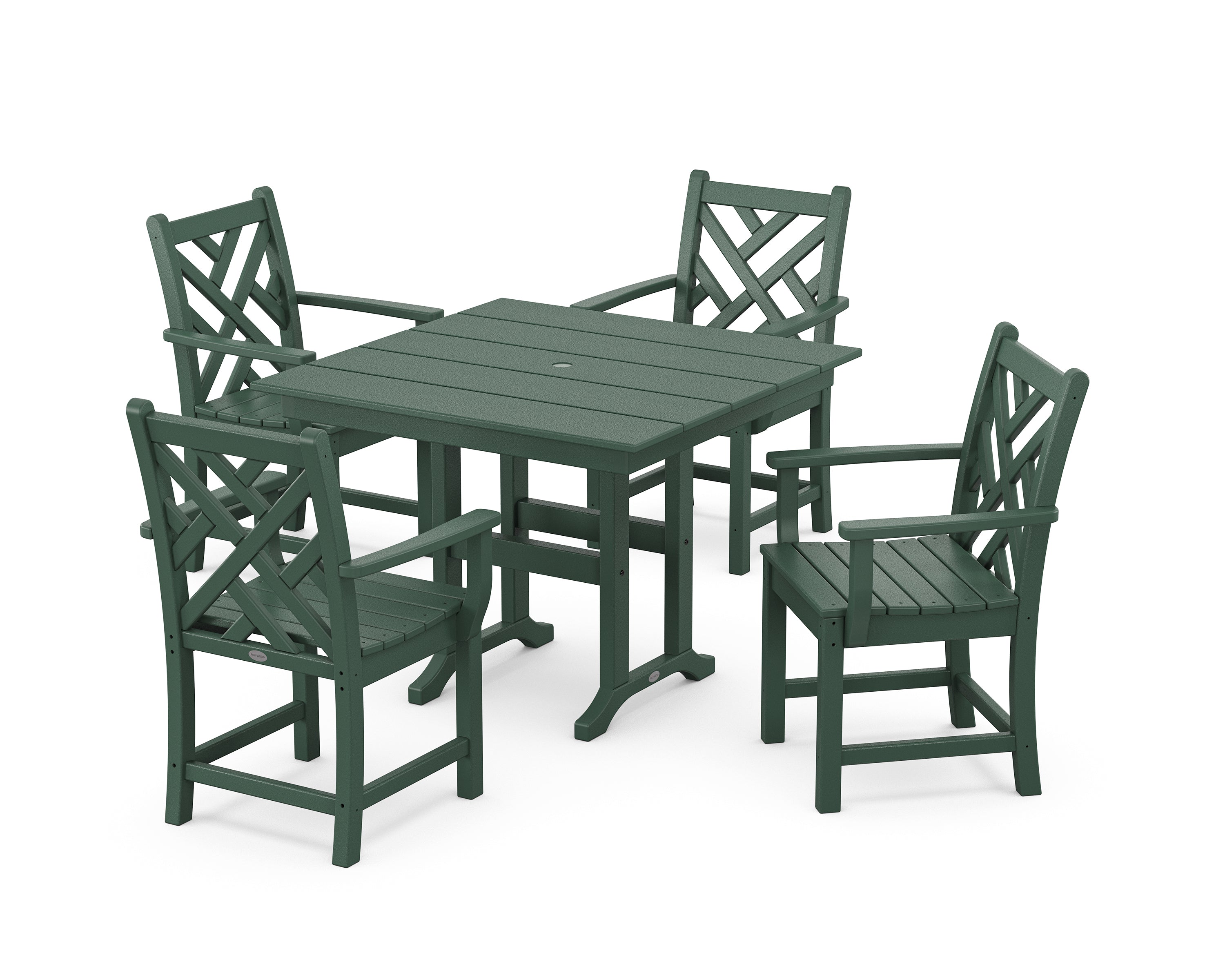 POLYWOOD Chippendale 5-Piece Farmhouse Dining Set in Green