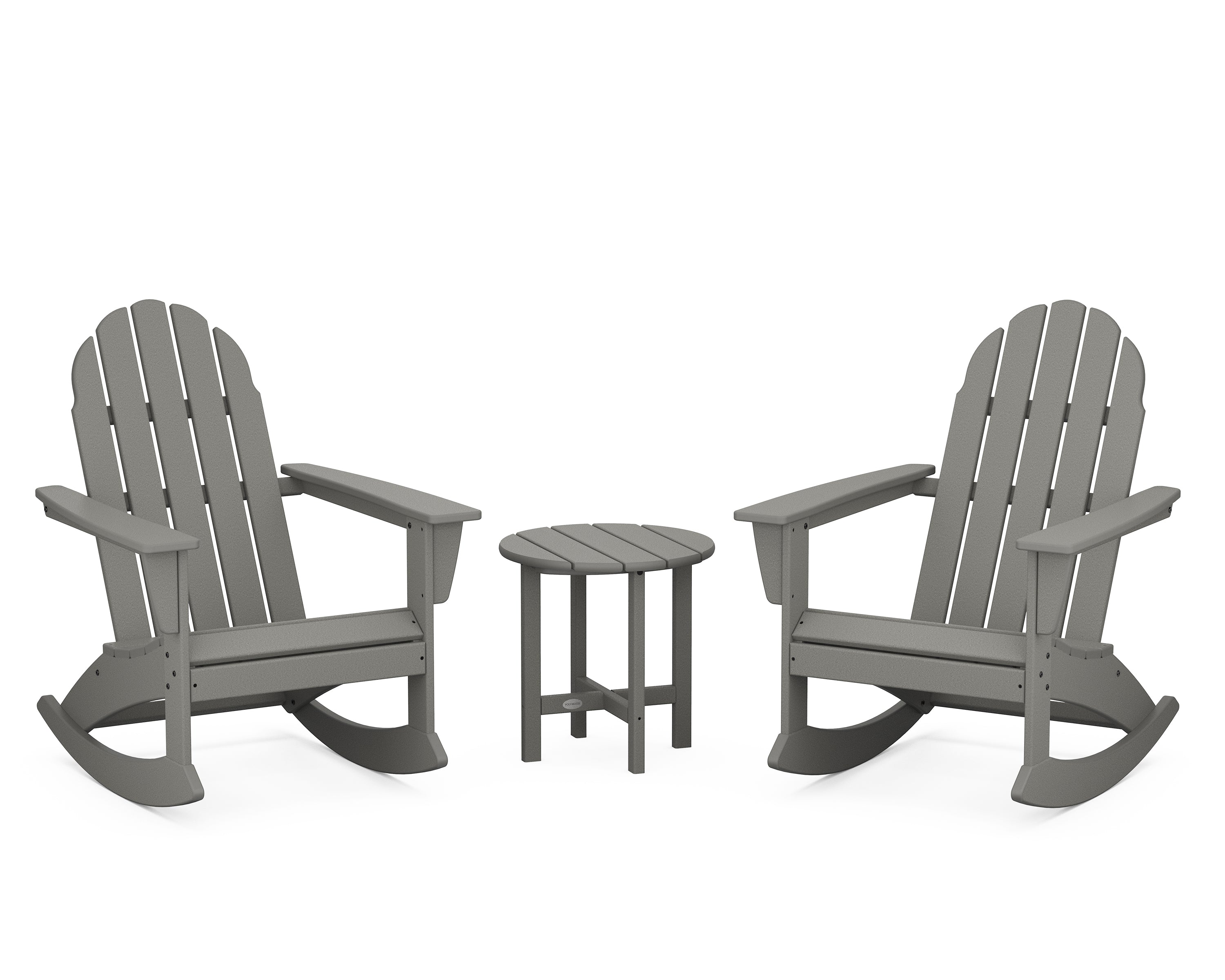 POLYWOOD Vineyard 3-Piece Adirondack Rocking Chair Set in Slate Grey