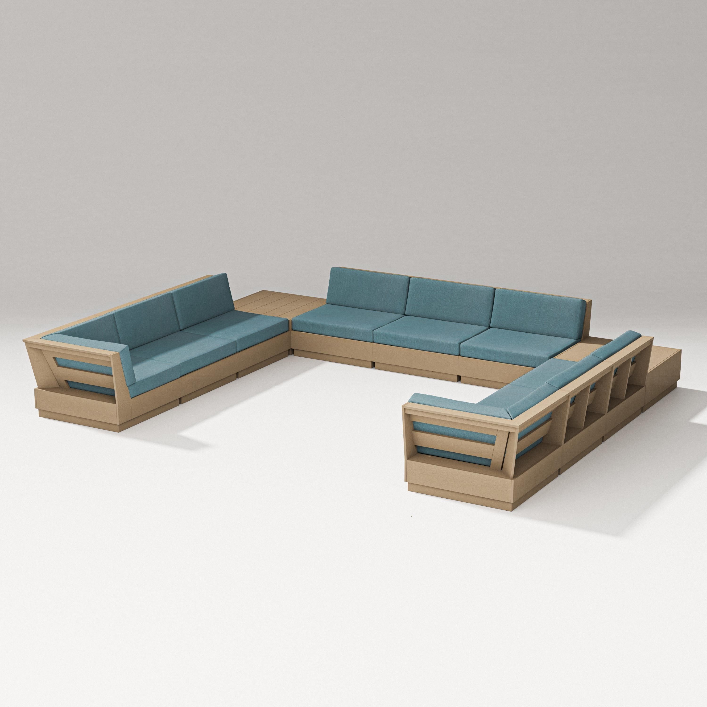 PW Designer Series Elevate 11-Piece U-Shaped Sofa Sectional in Vintage Sahara / Ocean Teal