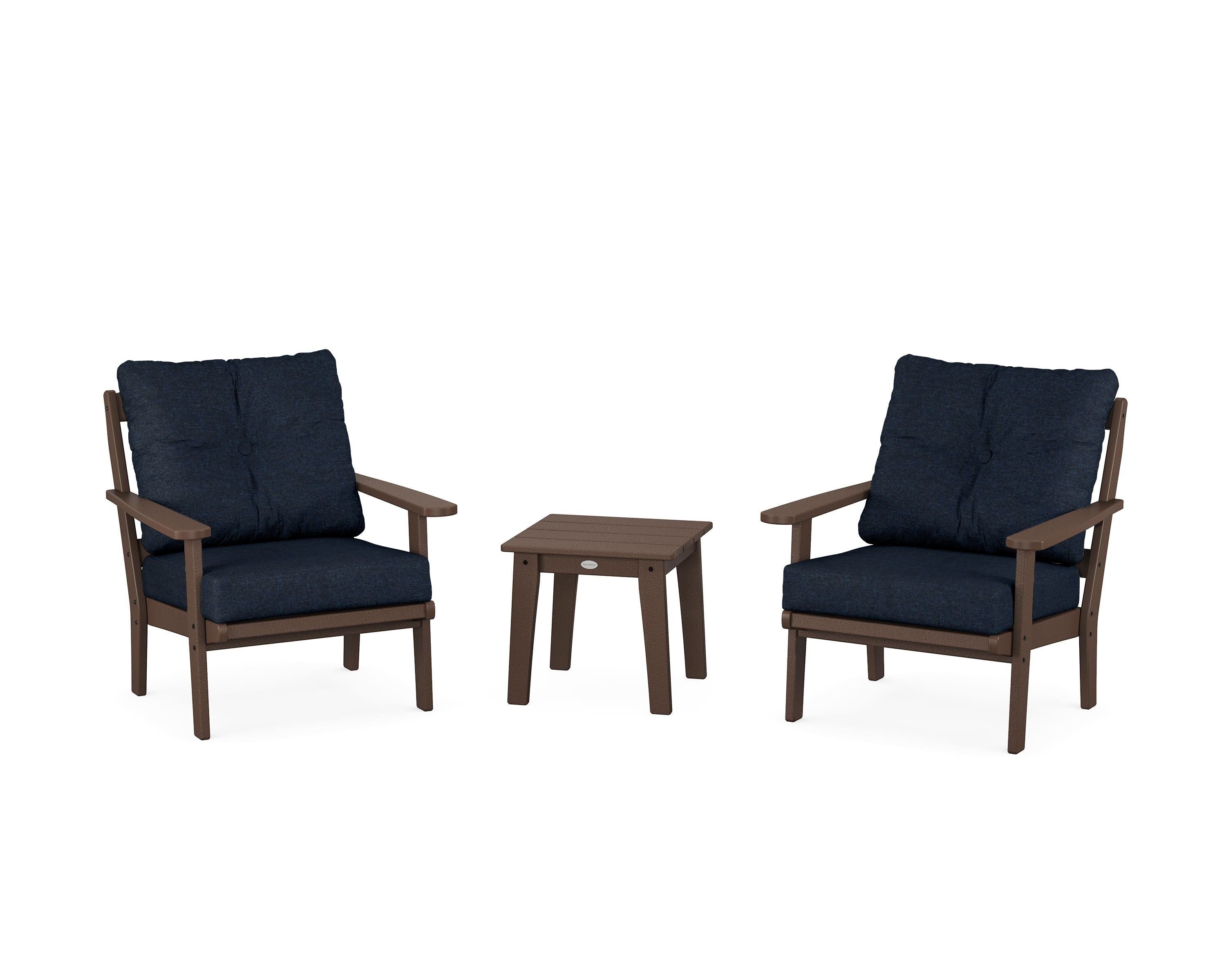 POLYWOOD Mission 3-Piece Deep Seating Set in Mahogany / Marine Indigo