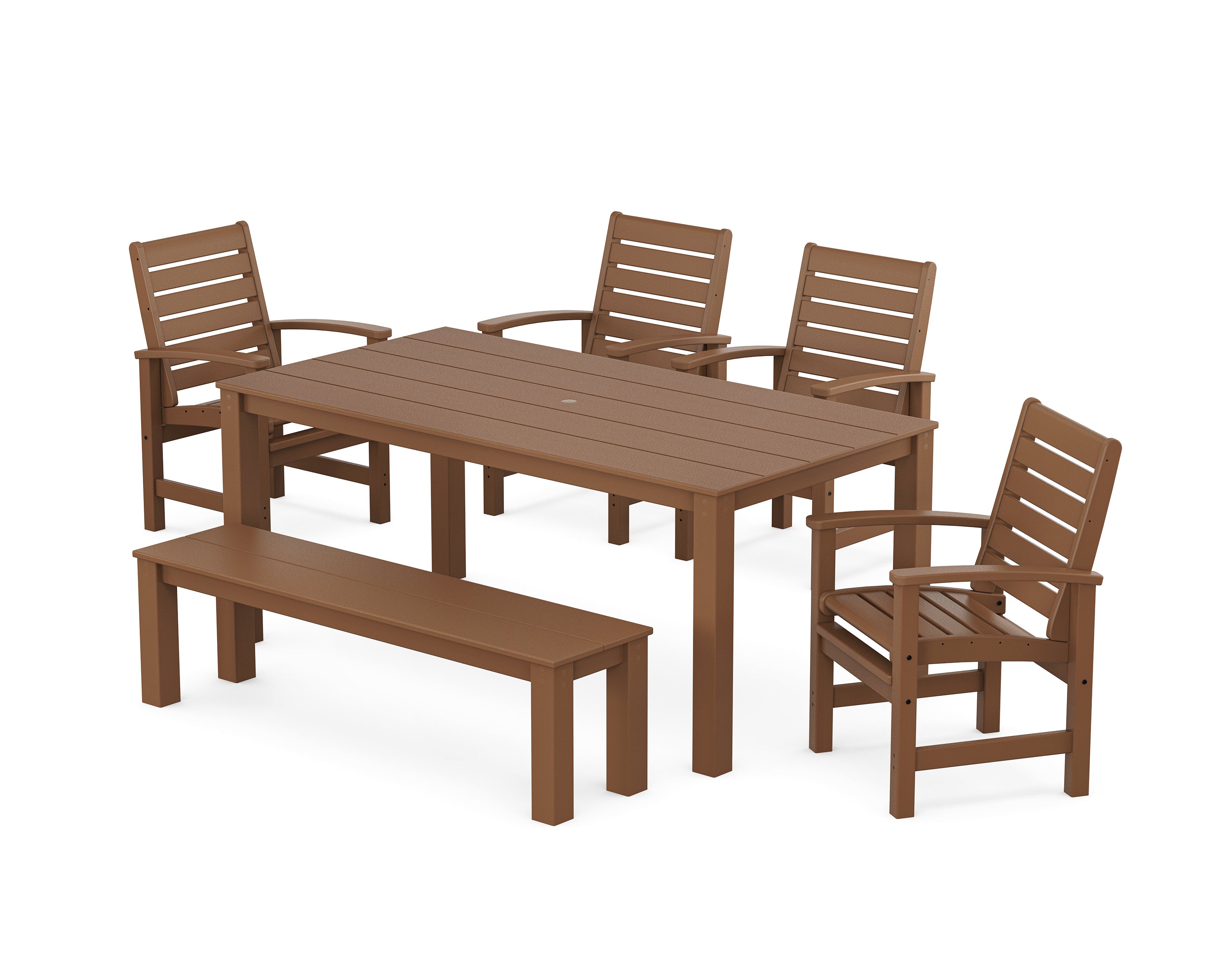 POLYWOOD Signature 6-Piece Parsons Dining Set with Bench in Teak