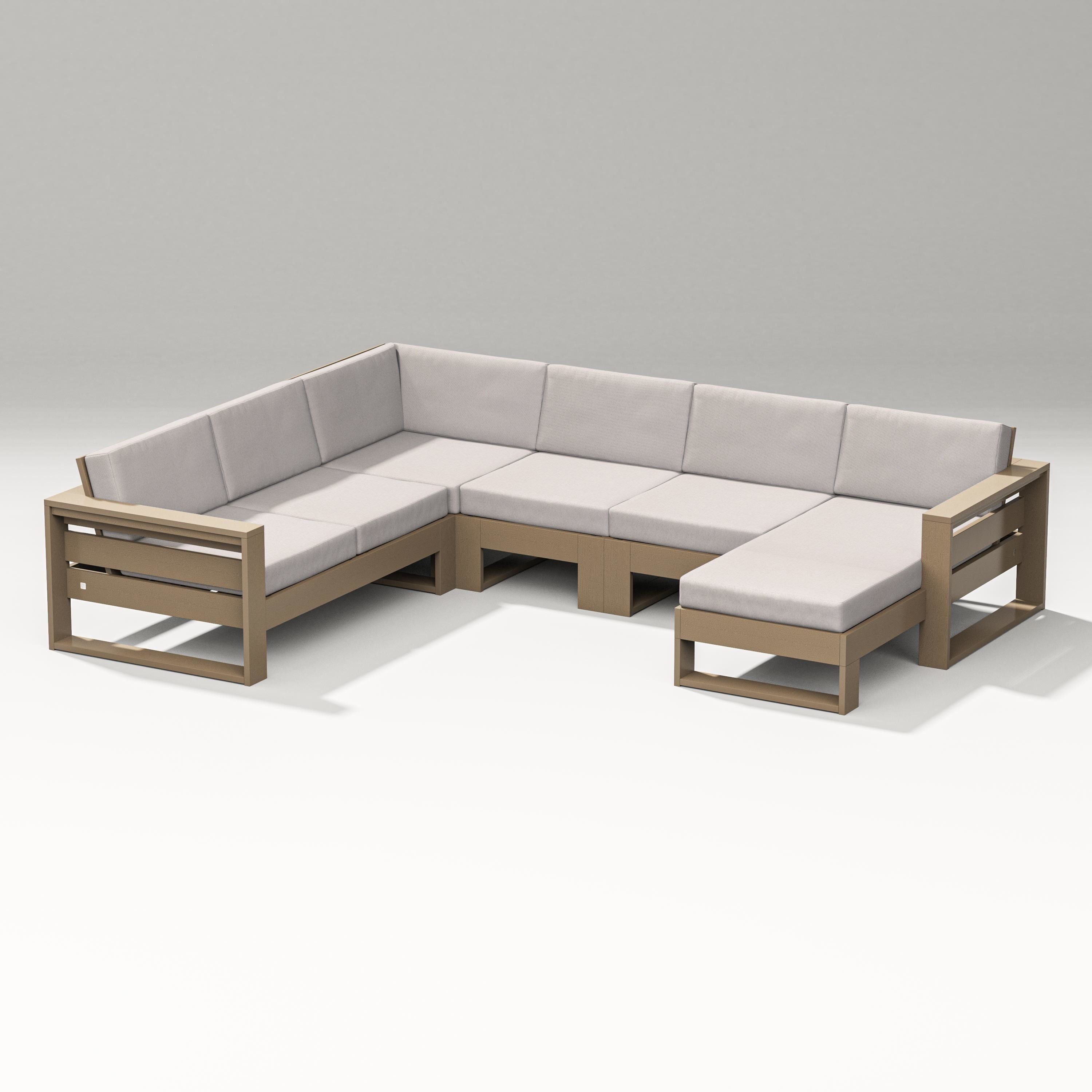 PW Designer Series Latitude Corner Sectional with Right Chaise in Vintage Sahara / Dune Burlap