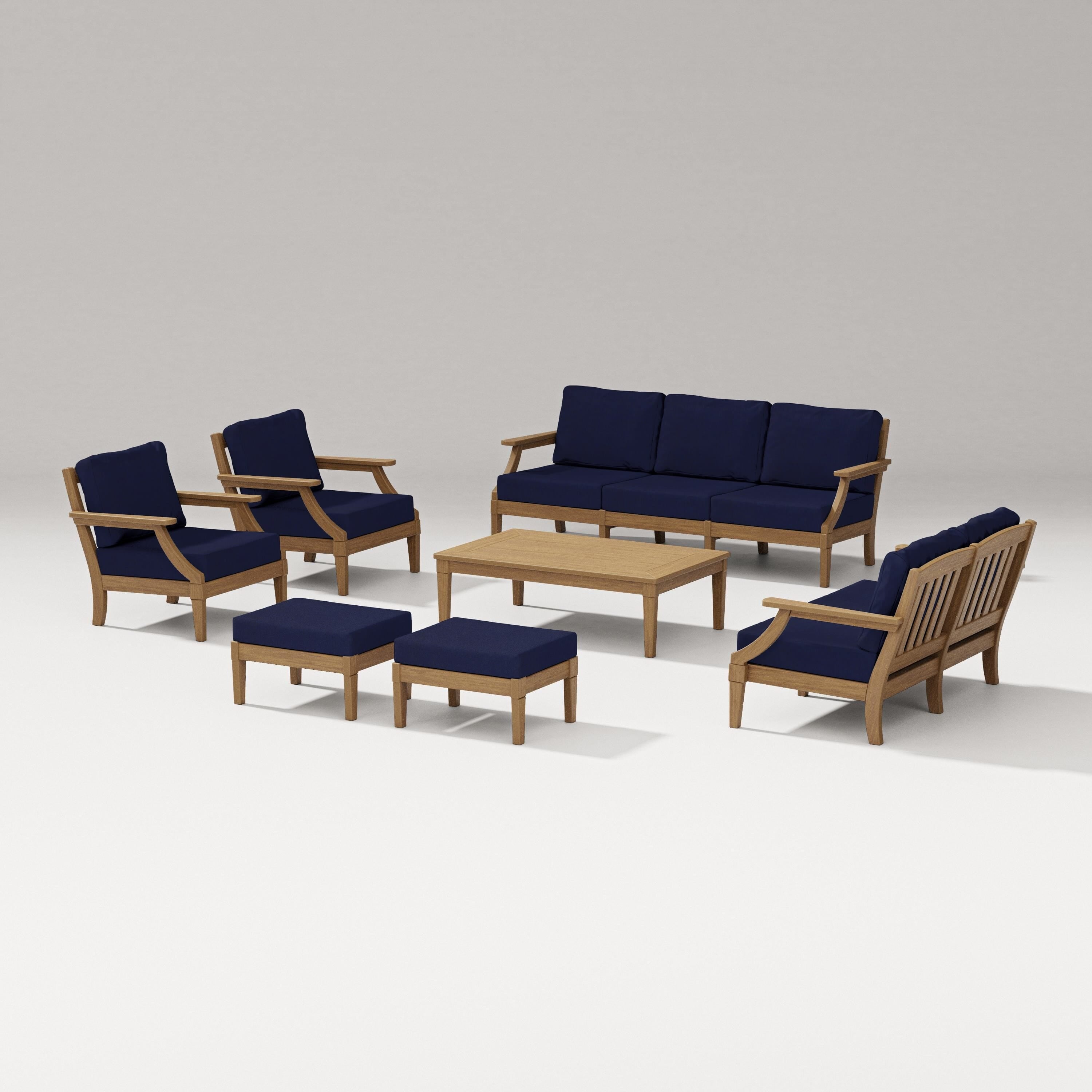 PW Designer Series Estate 7-Piece Lounge Sofa Set in Natural / Navy
