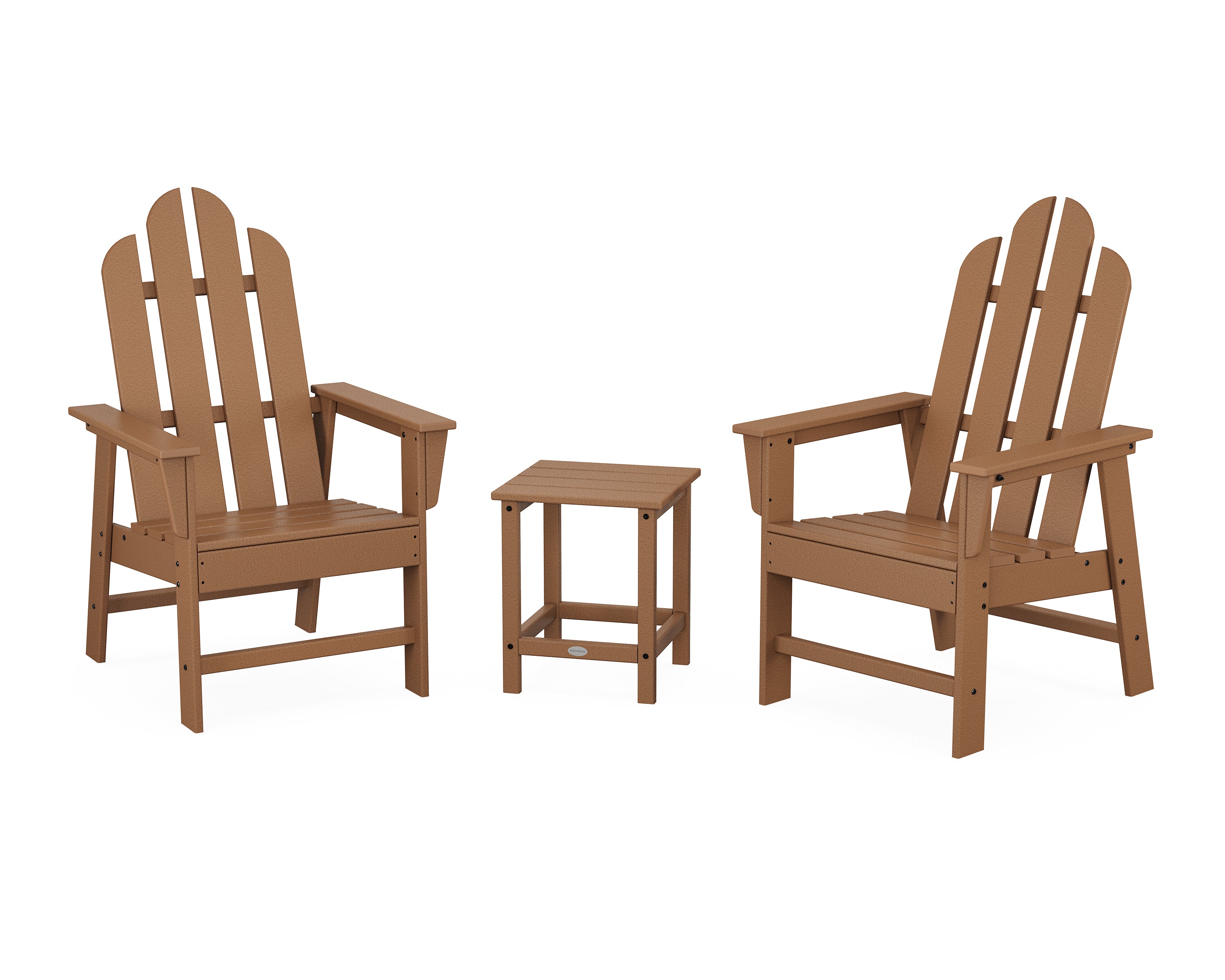 POLYWOOD Long Island 3-Piece Upright Adirondack Chair Set in Teak