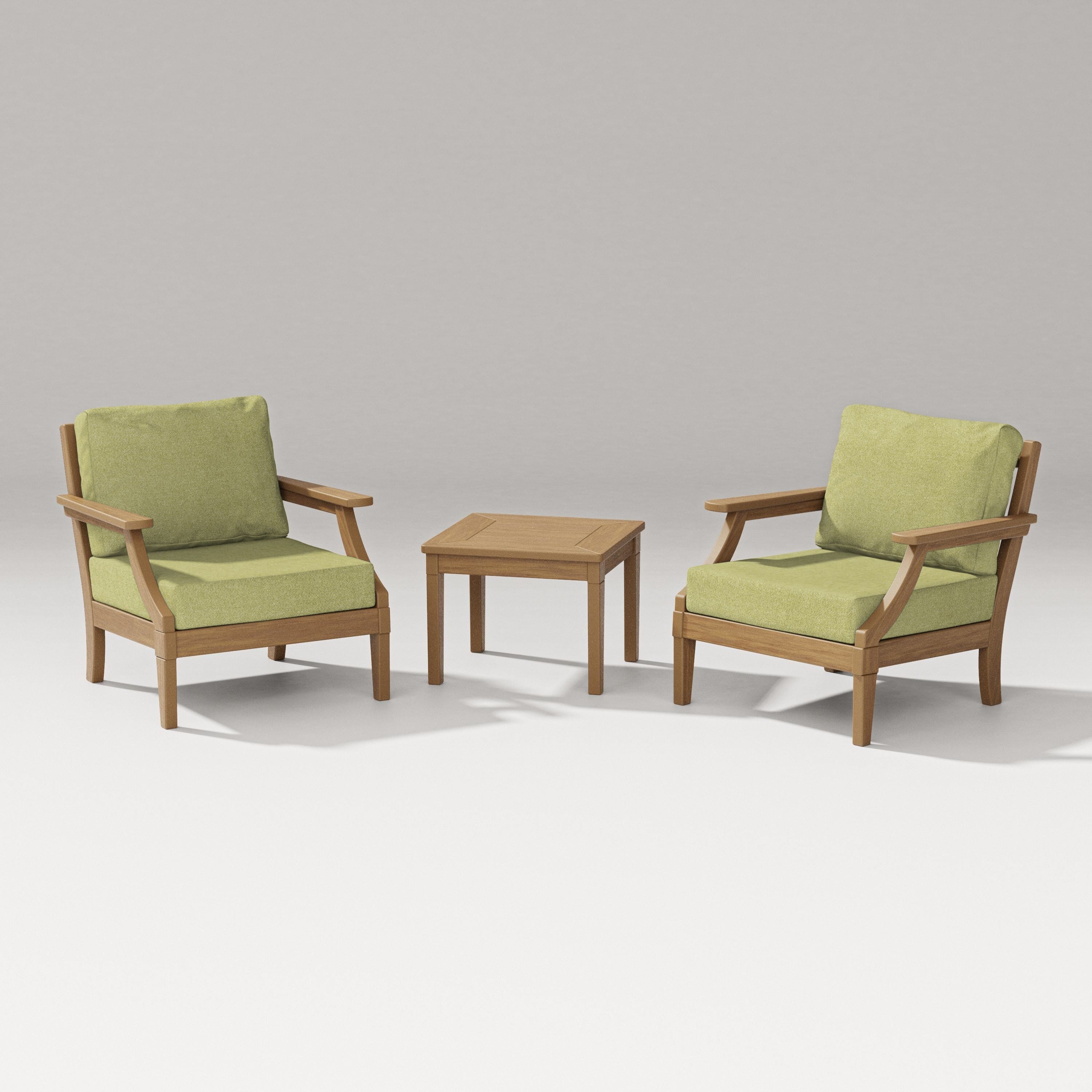 PW Designer Series Estate 3-Piece Lounge Chair Set in Natural / Chartreuse Boucle