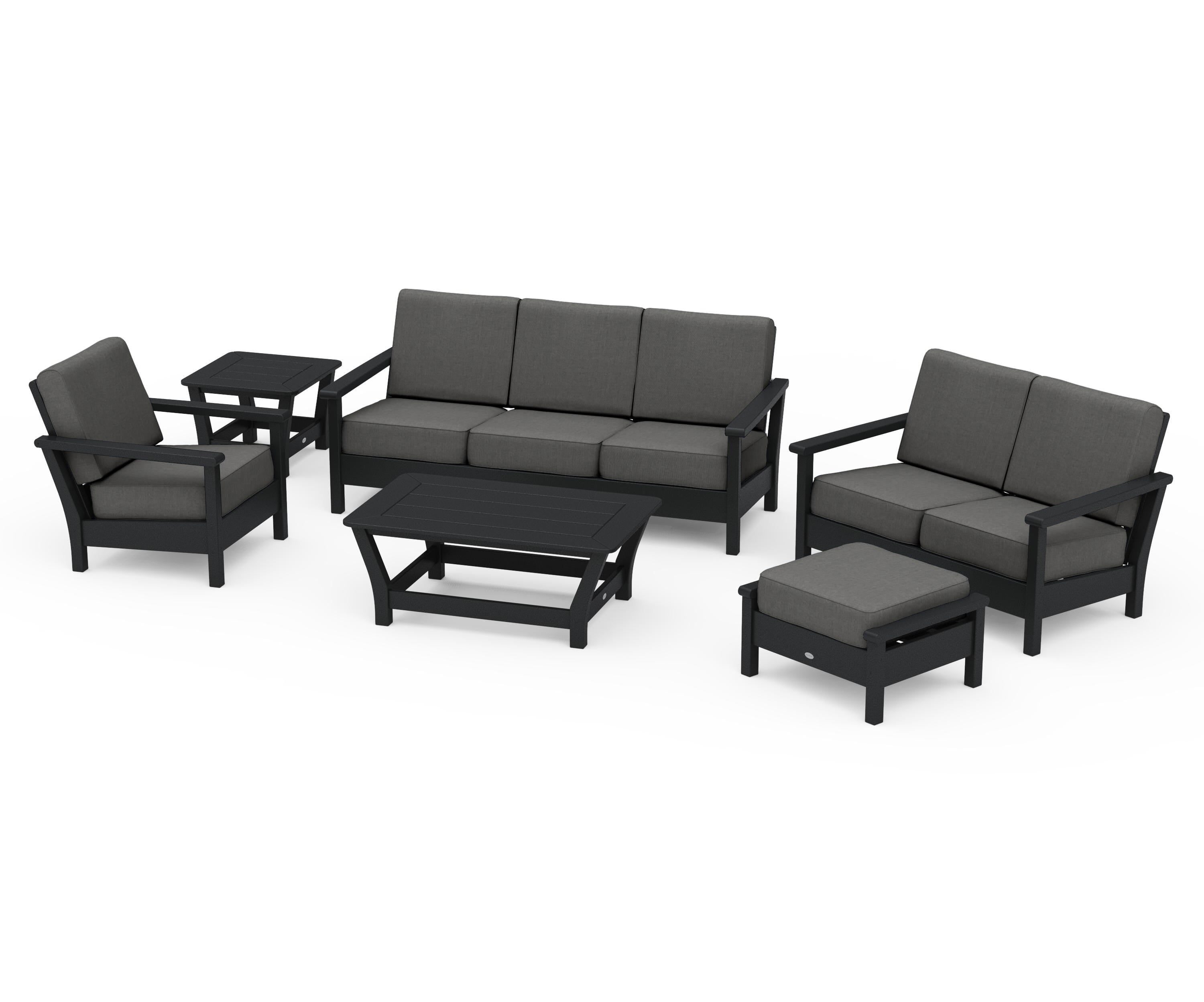 POLYWOOD Harbour 6-Piece Outdoor Living Set in Black / Spectrum Carbon