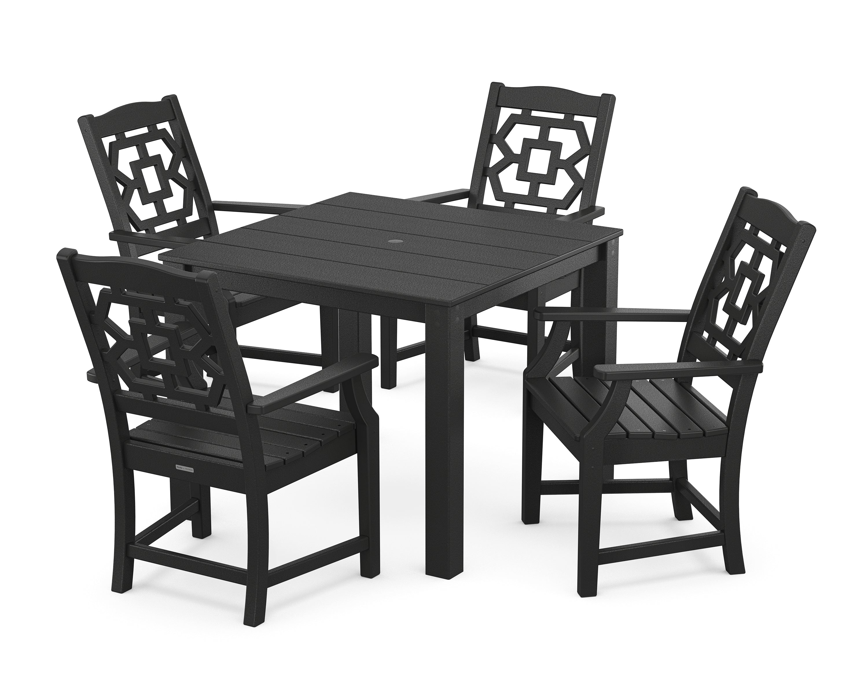 Martha Stewart by POLYWOOD Chinoiserie 5-Piece Parsons Dining Set in Black