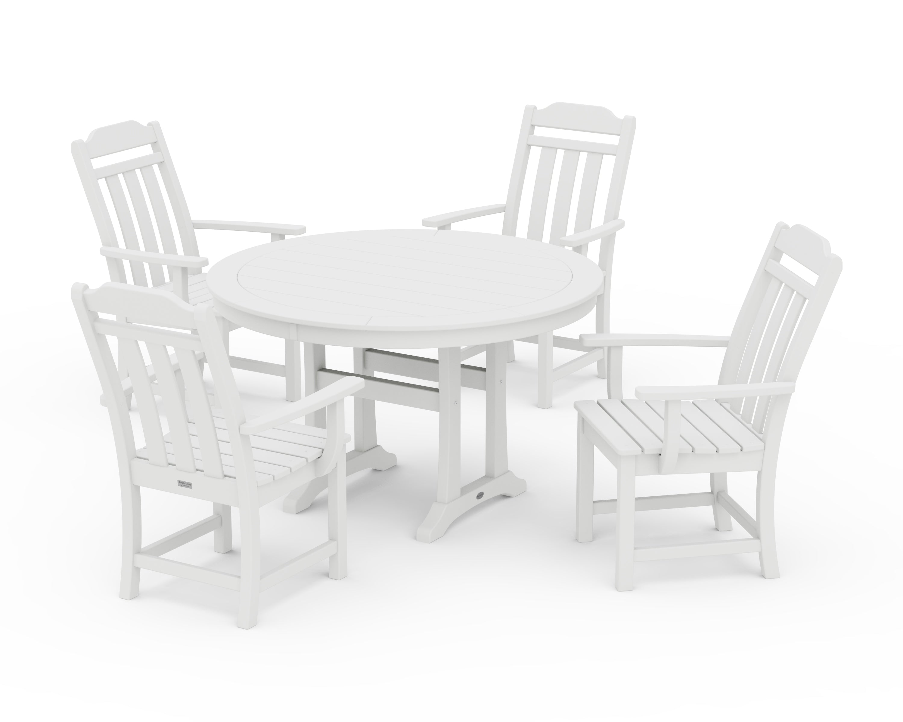 Country Living Cottage 5-Piece Round Dining Set with Trestle Legs in White
