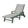 POLYWOOD Coastal Chaise with Wheels in Green / Metallic Sling