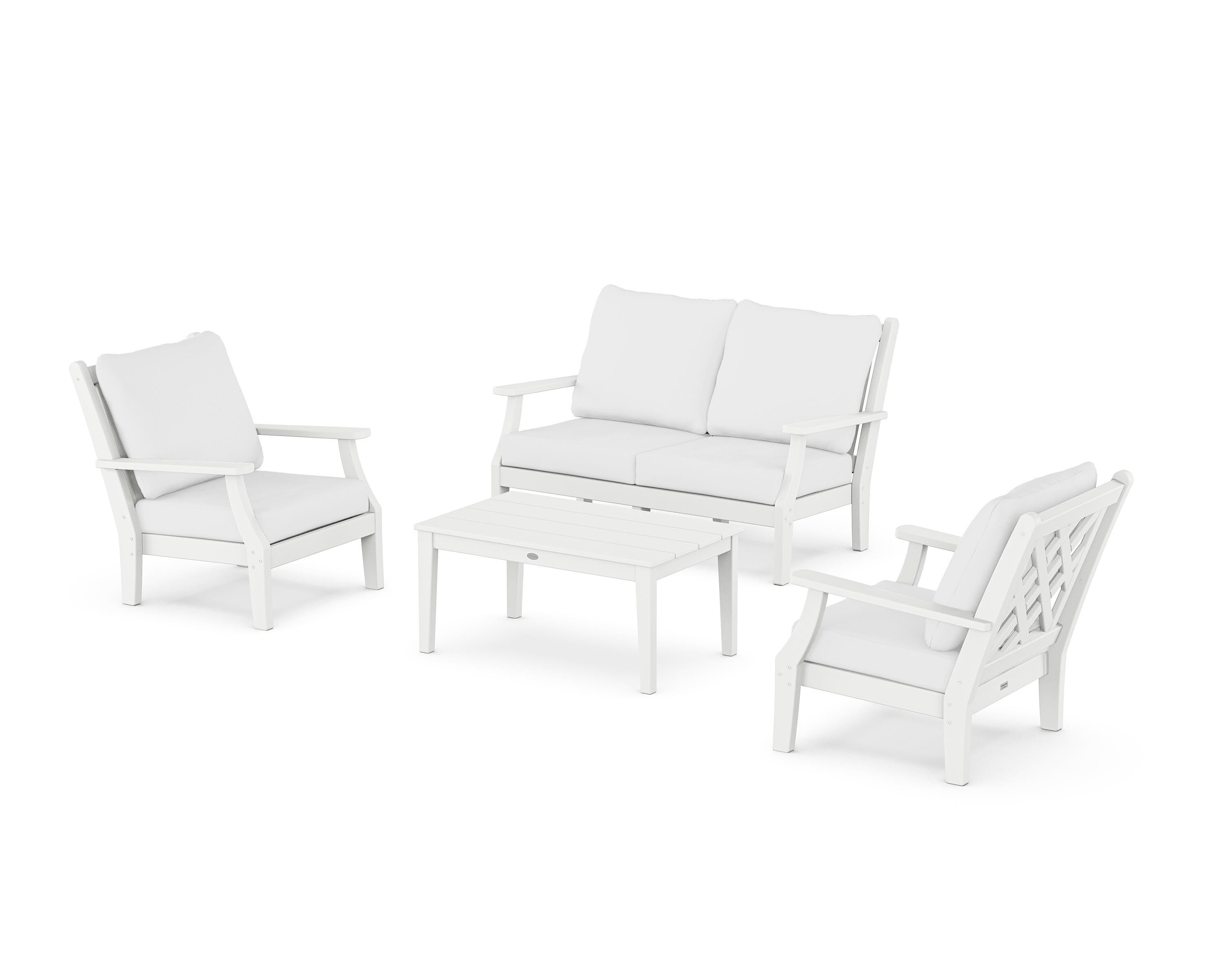 Country Living Wovendale 4-Piece Deep Seating Set with Loveseat in White / Natural