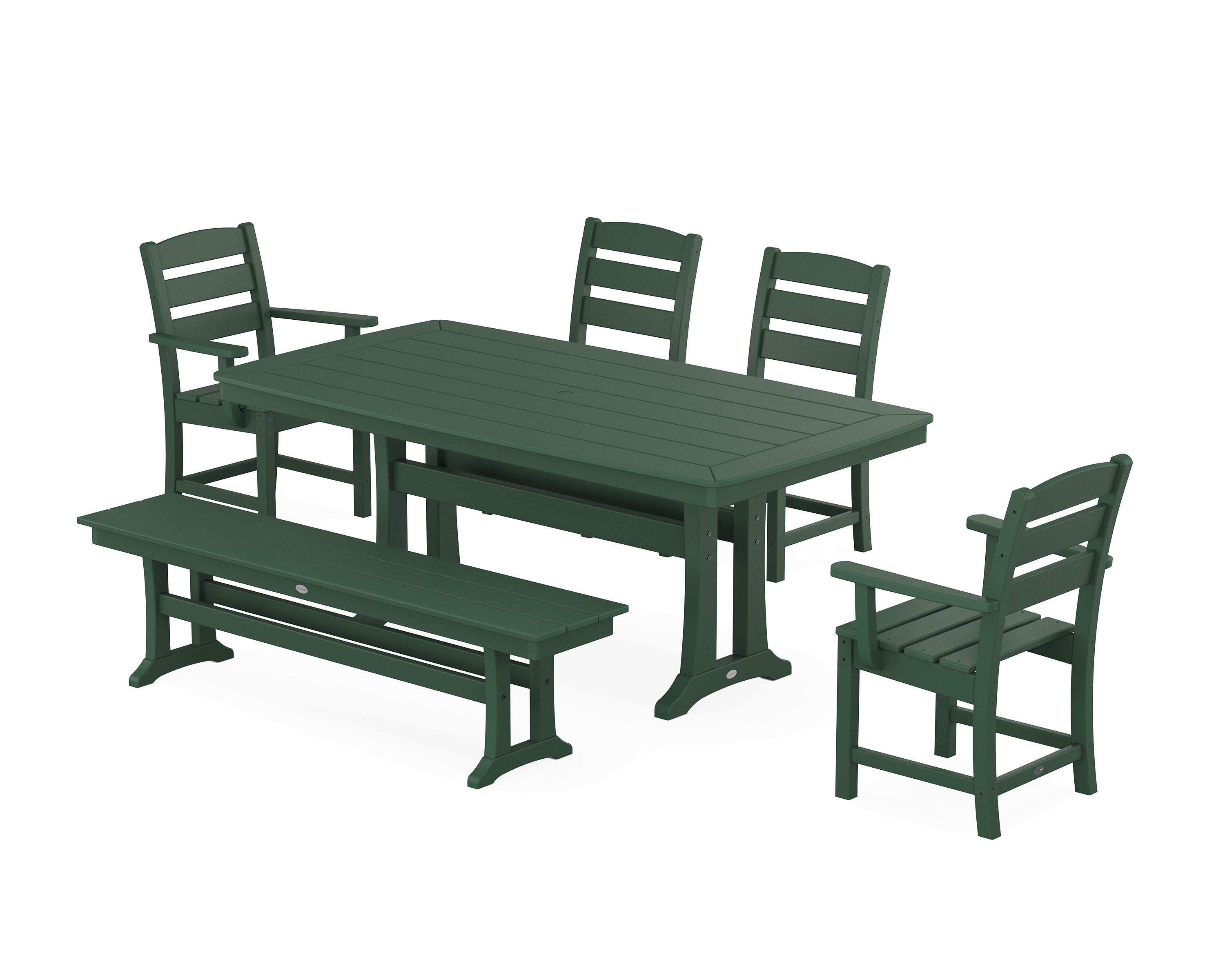 POLYWOOD® Lakeside 6-Piece Dining Set with Trestle Legs in Green