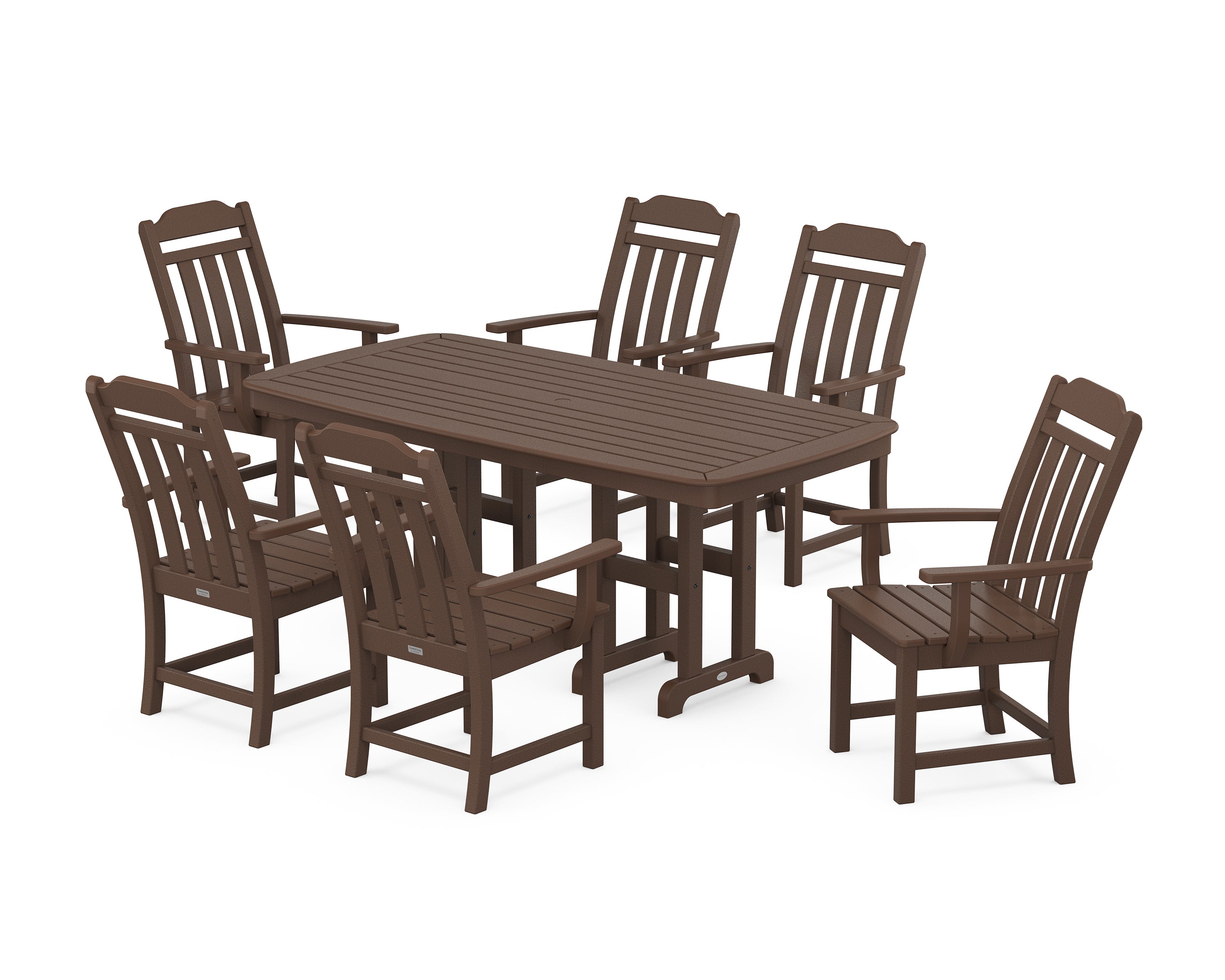 Country Living Cottage Arm Chair 7-Piece Dining Set in Mahogany
