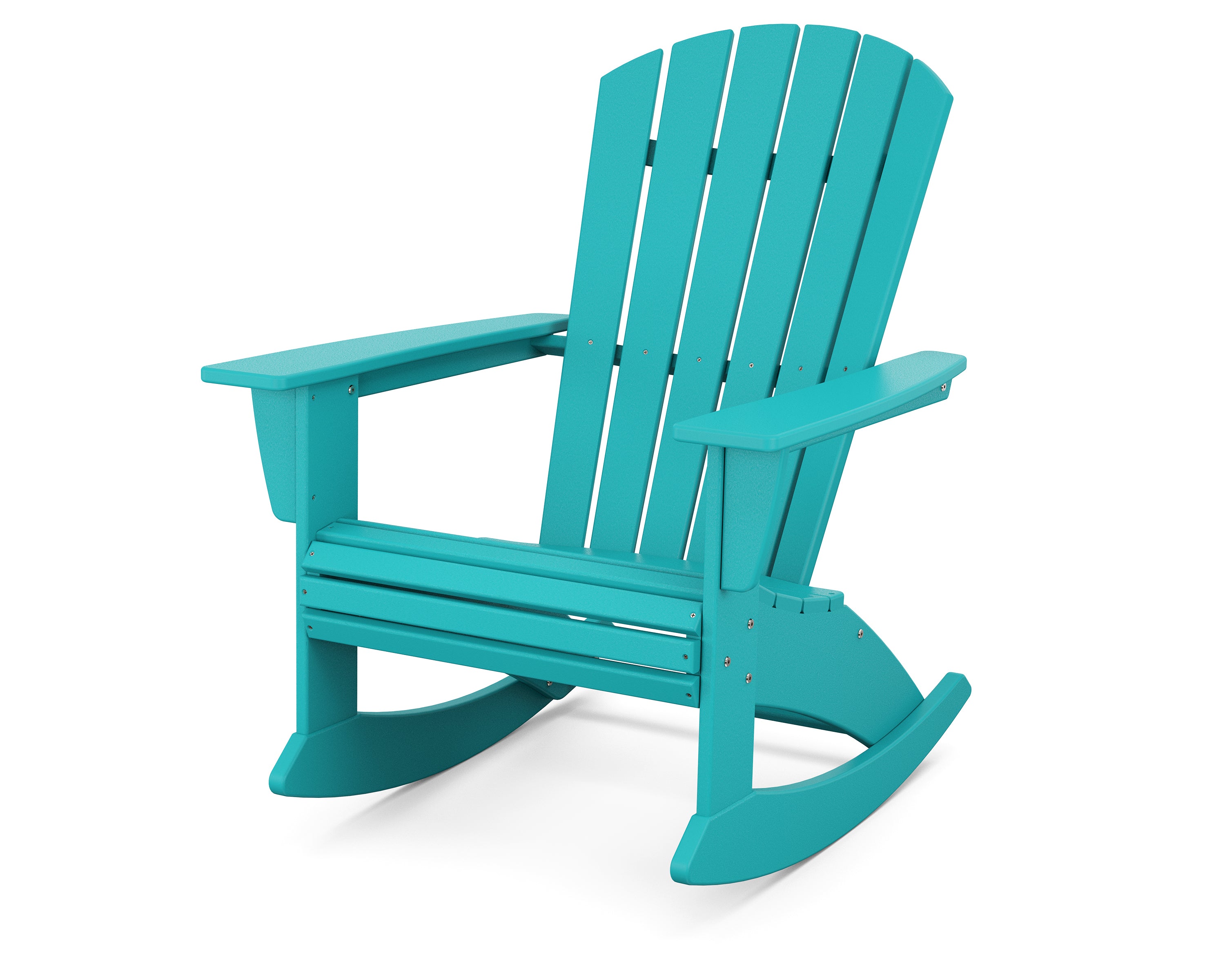 POLYWOOD Nautical Curveback Adirondack Rocking Chair in Aruba