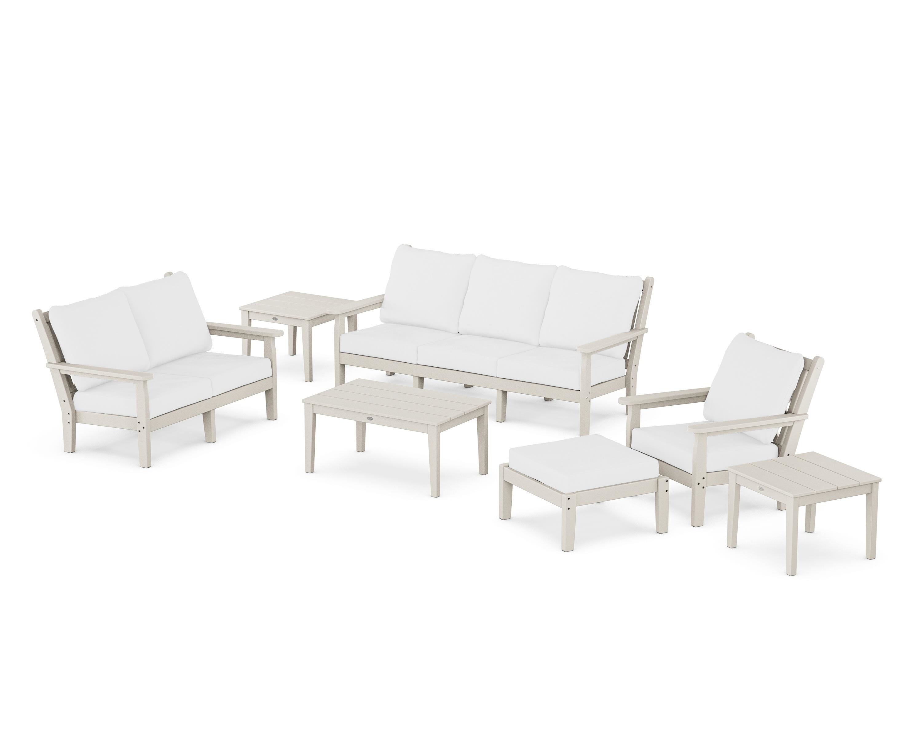 POLYWOOD Chippendale 7-Piece Deep Seating Set in Sand / Natural