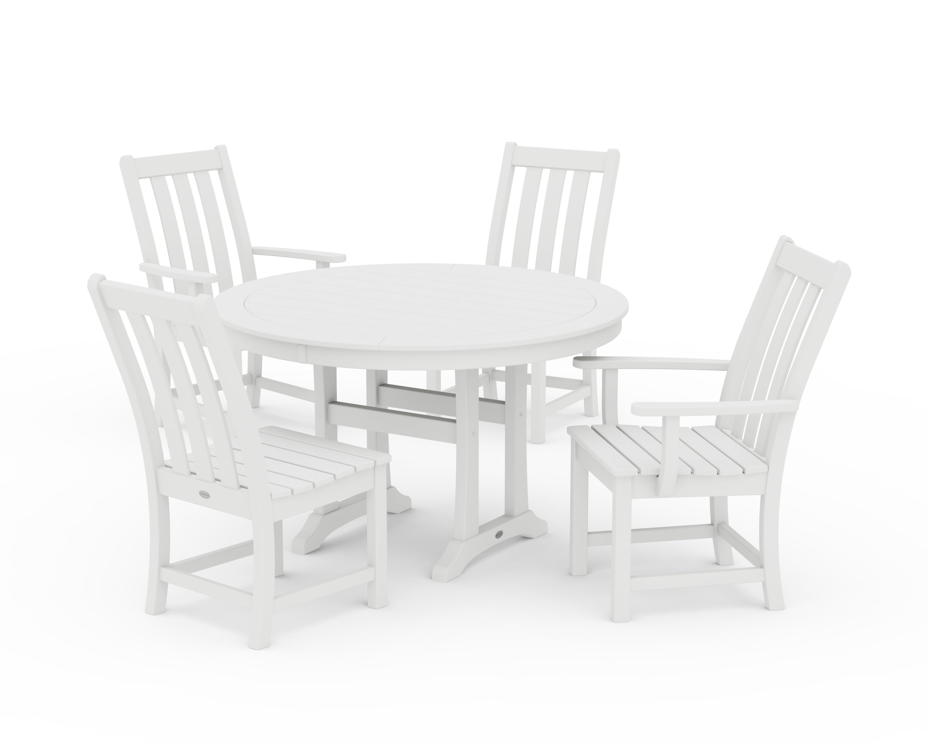 POLYWOOD Vineyard 5-Piece Nautical Trestle Dining Set in White