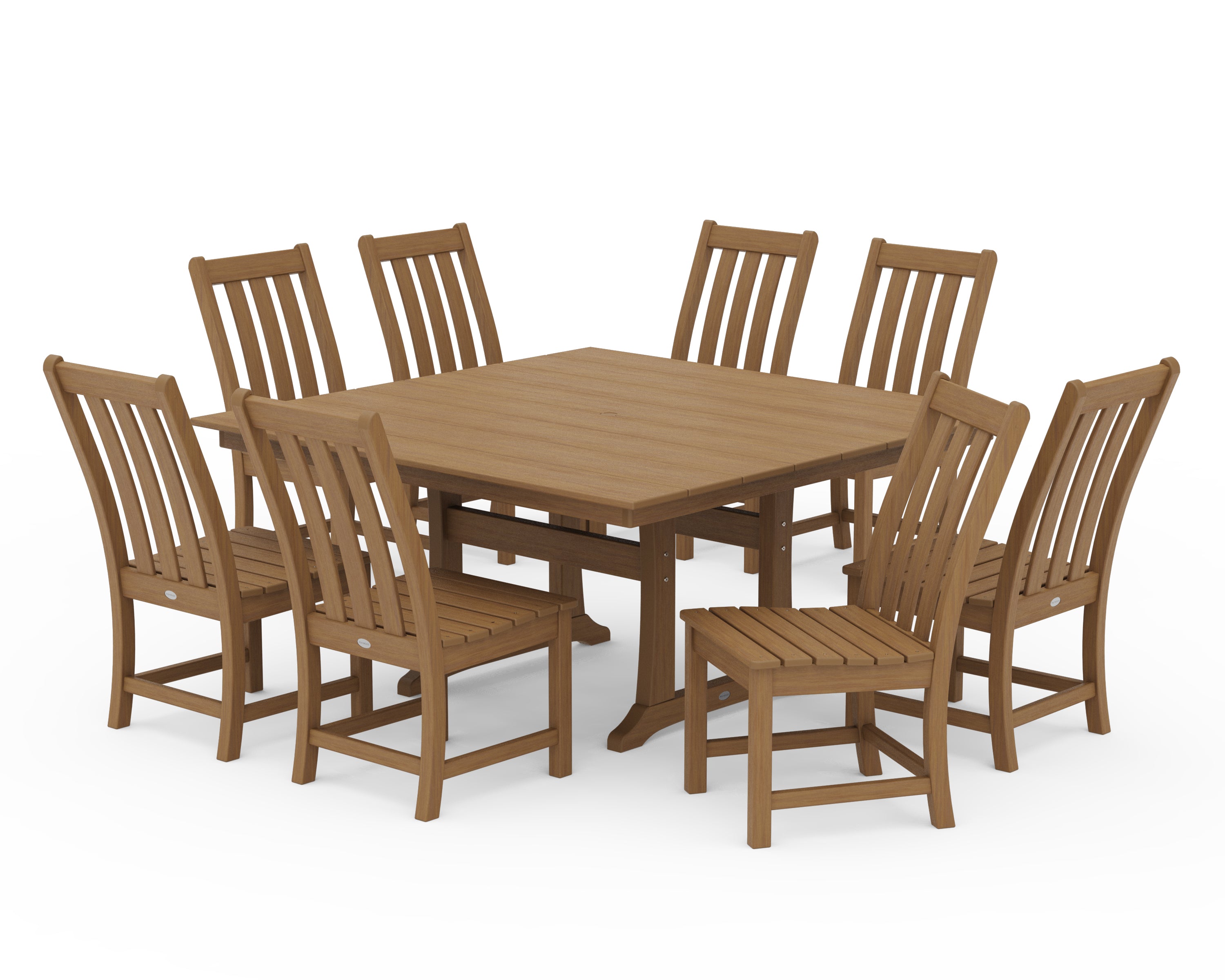 POLYWOOD Vineyard 9-Piece Farmhouse Trestle Dining Set in Natural