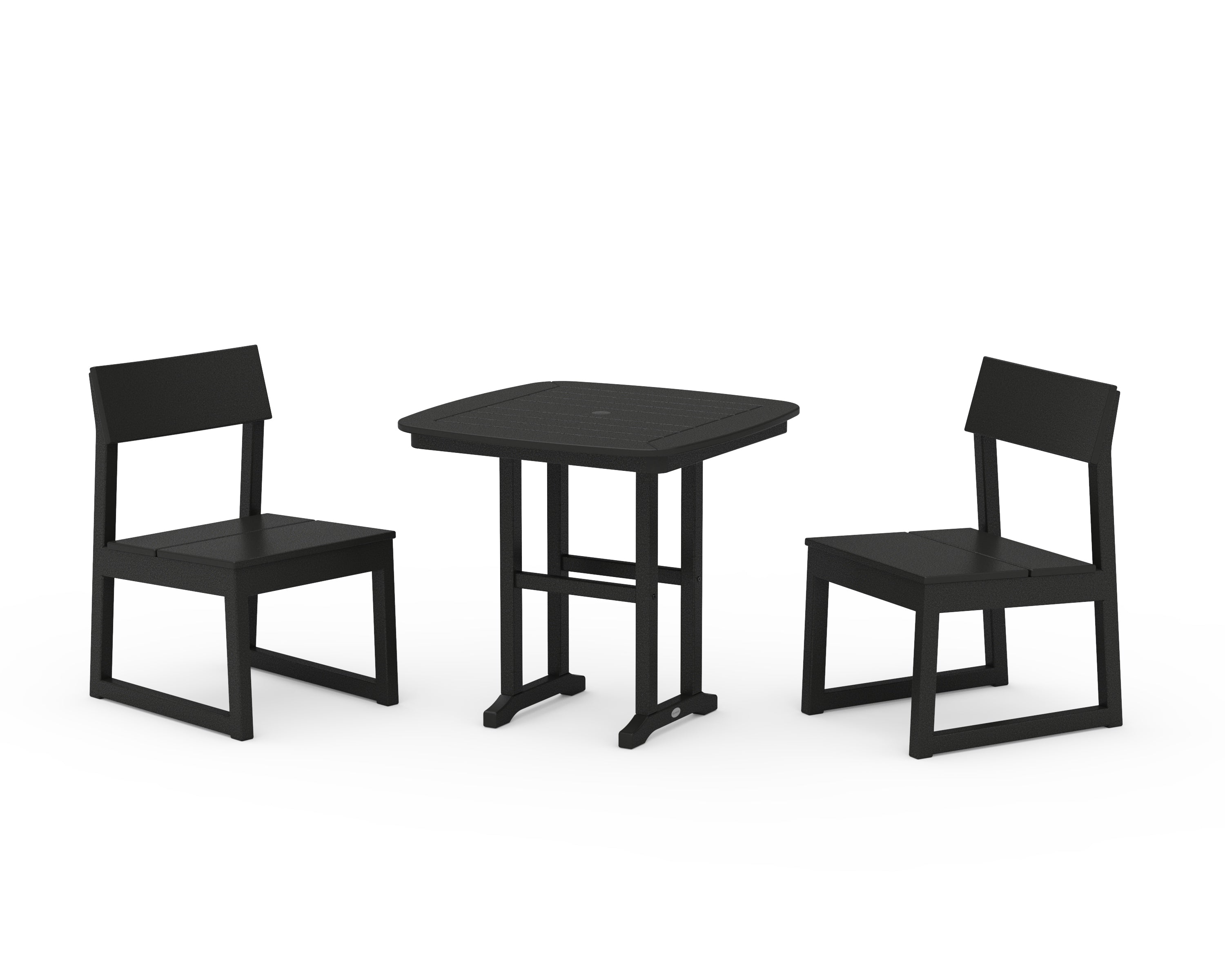 POLYWOOD EDGE Side Chair 3-Piece Dining Set in Black