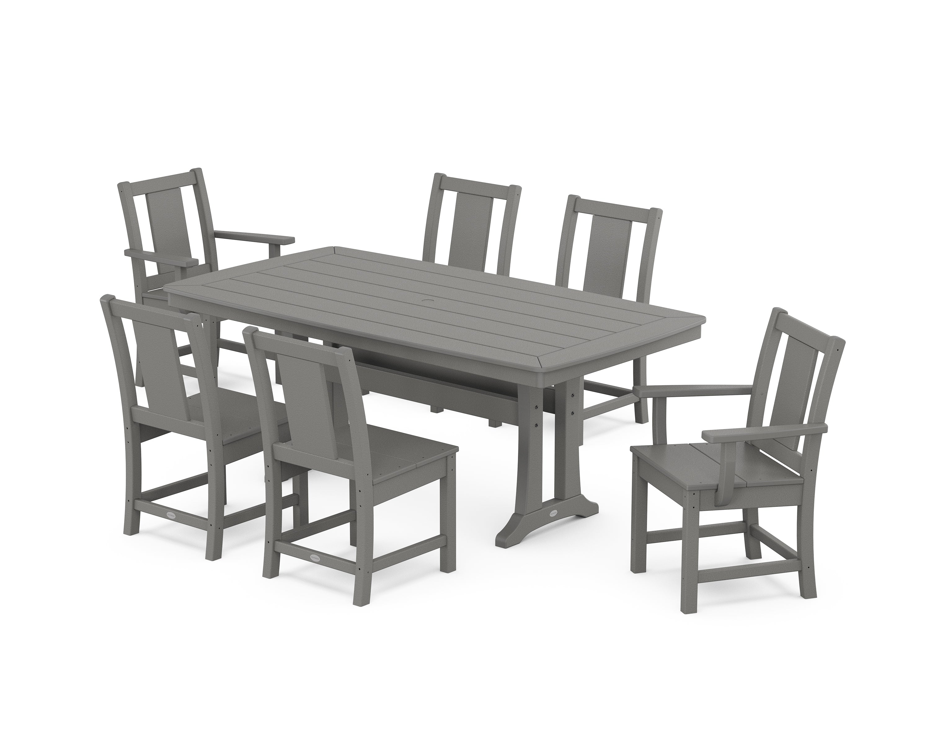 POLYWOOD Prairie 7-Piece Dining Set with Trestle Legs in Slate Grey