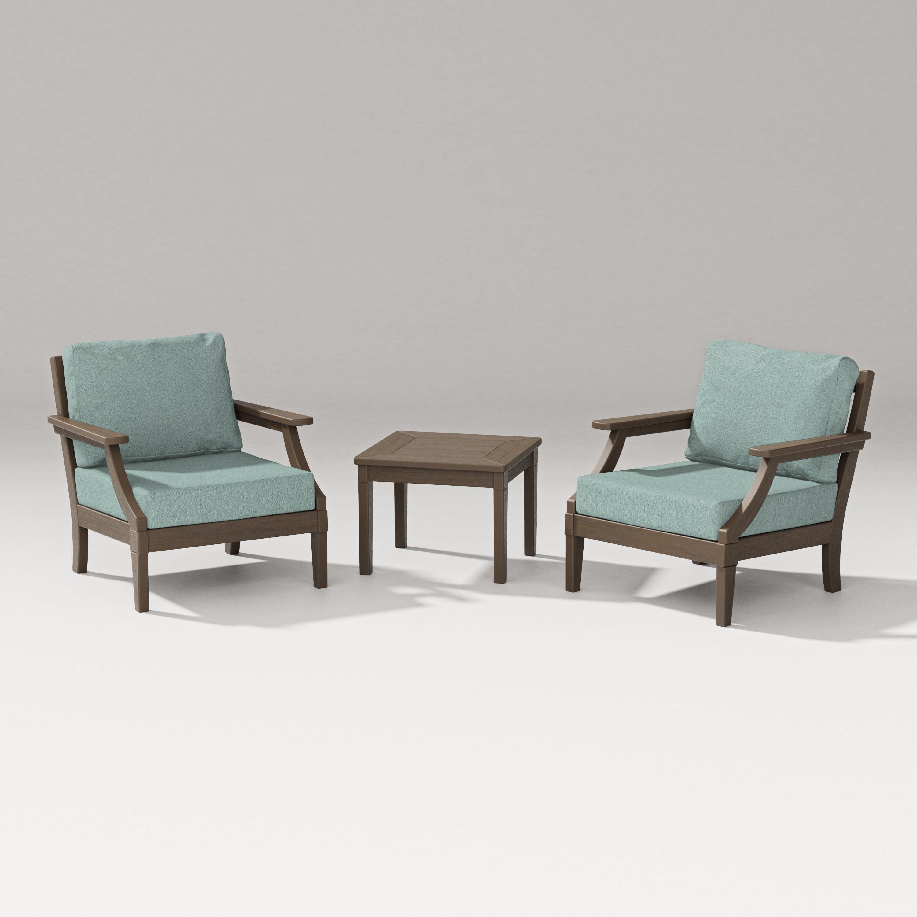 PW Designer Series Estate 3-Piece Lounge Chair Set in Kona / Glacier Spa