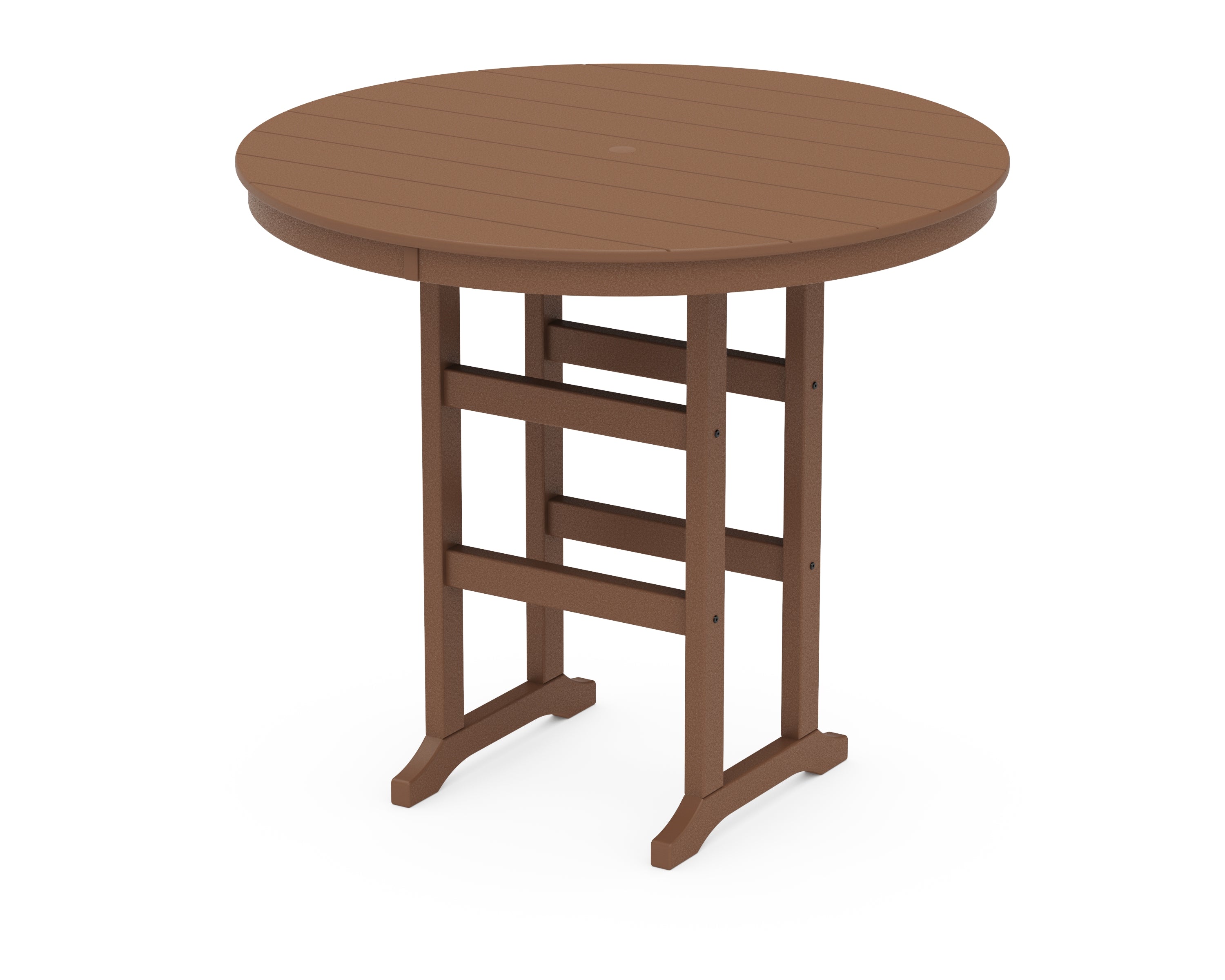 POLYWOOD 48" Round Farmhouse Bar Table in Teak