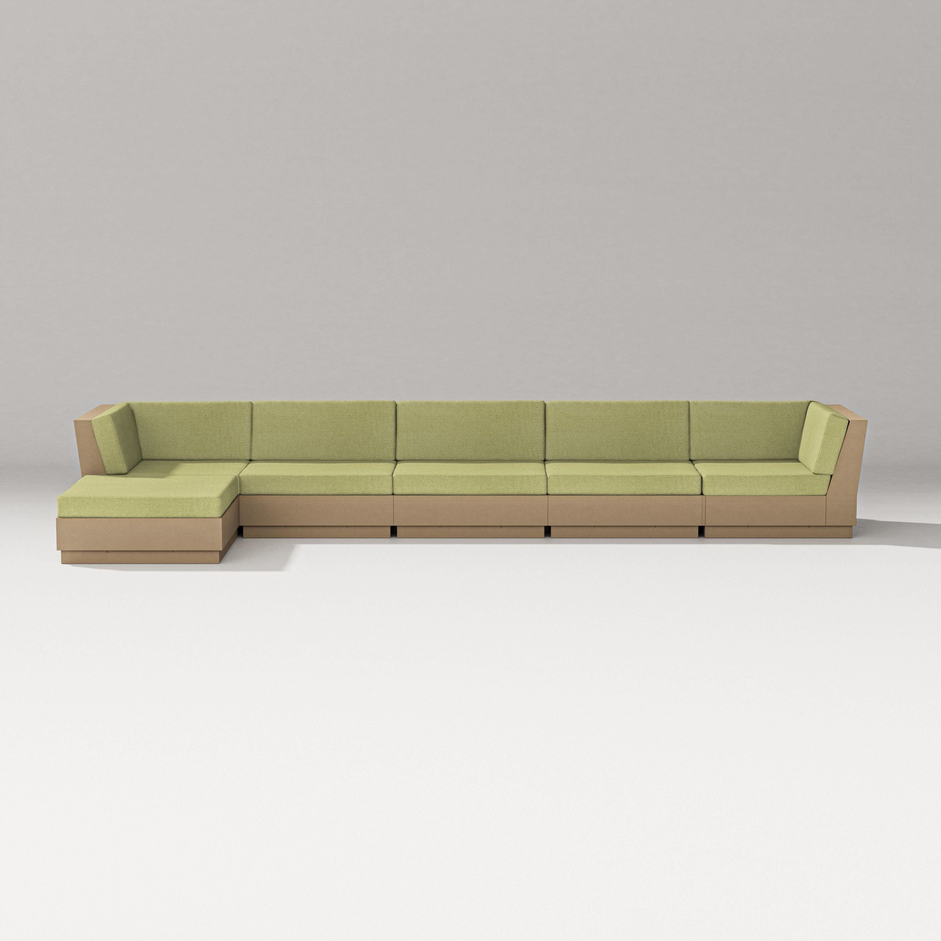 PW Designer Series Elevate 6-Piece Chaise Sectional in Vintage Sahara / Chartreuse Boucle