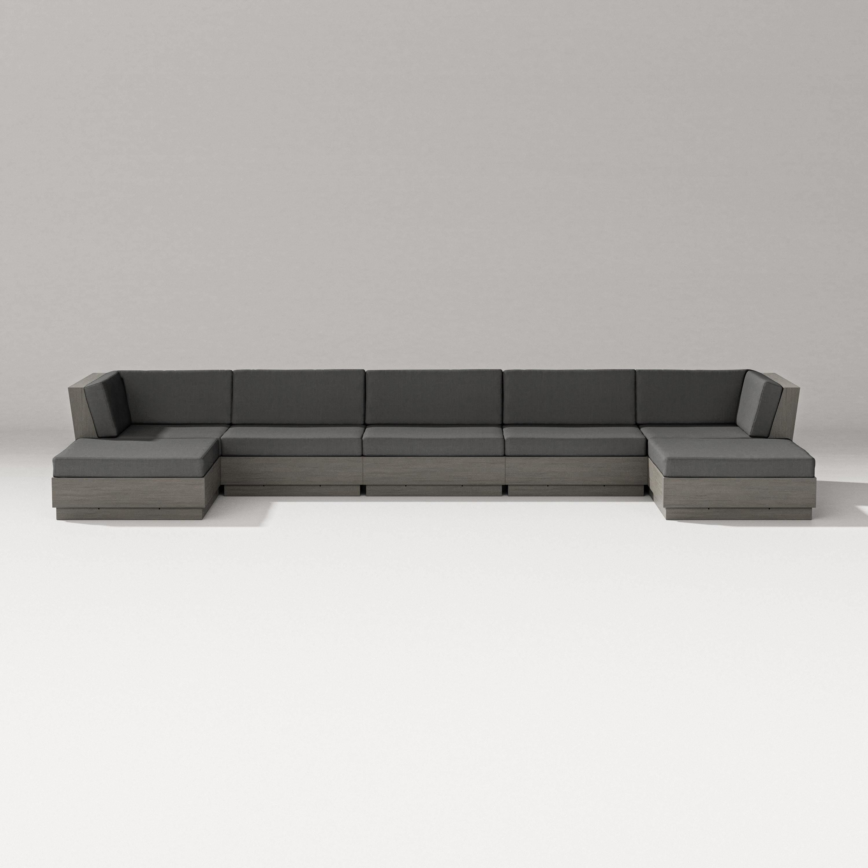 PW Designer Series Elevate 7-Piece Double Chaise Sectional in Driftwood / Spectrum Carbon