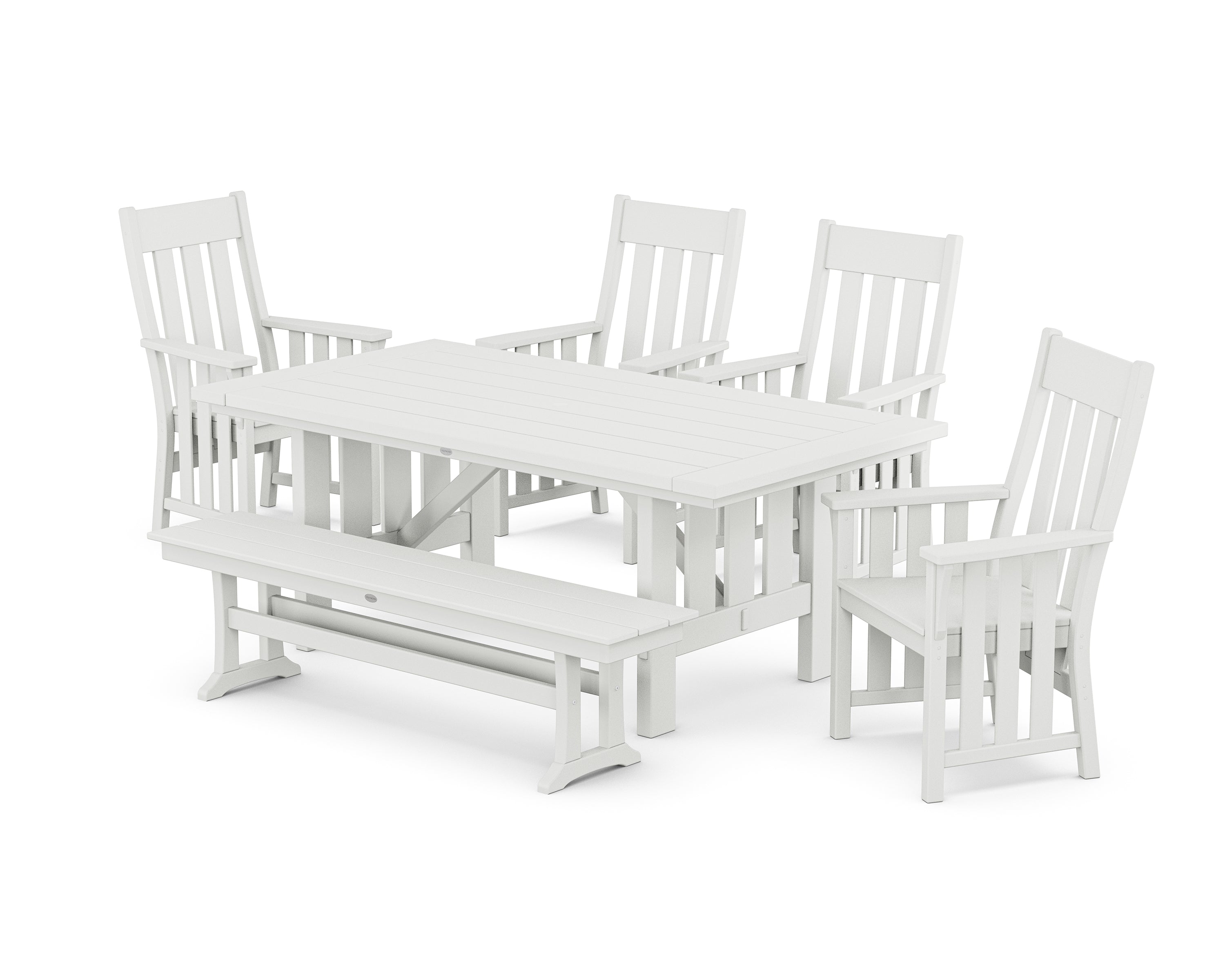 Martha Stewart by POLYWOOD Acadia 6-Piece Dining Set with Bench in White