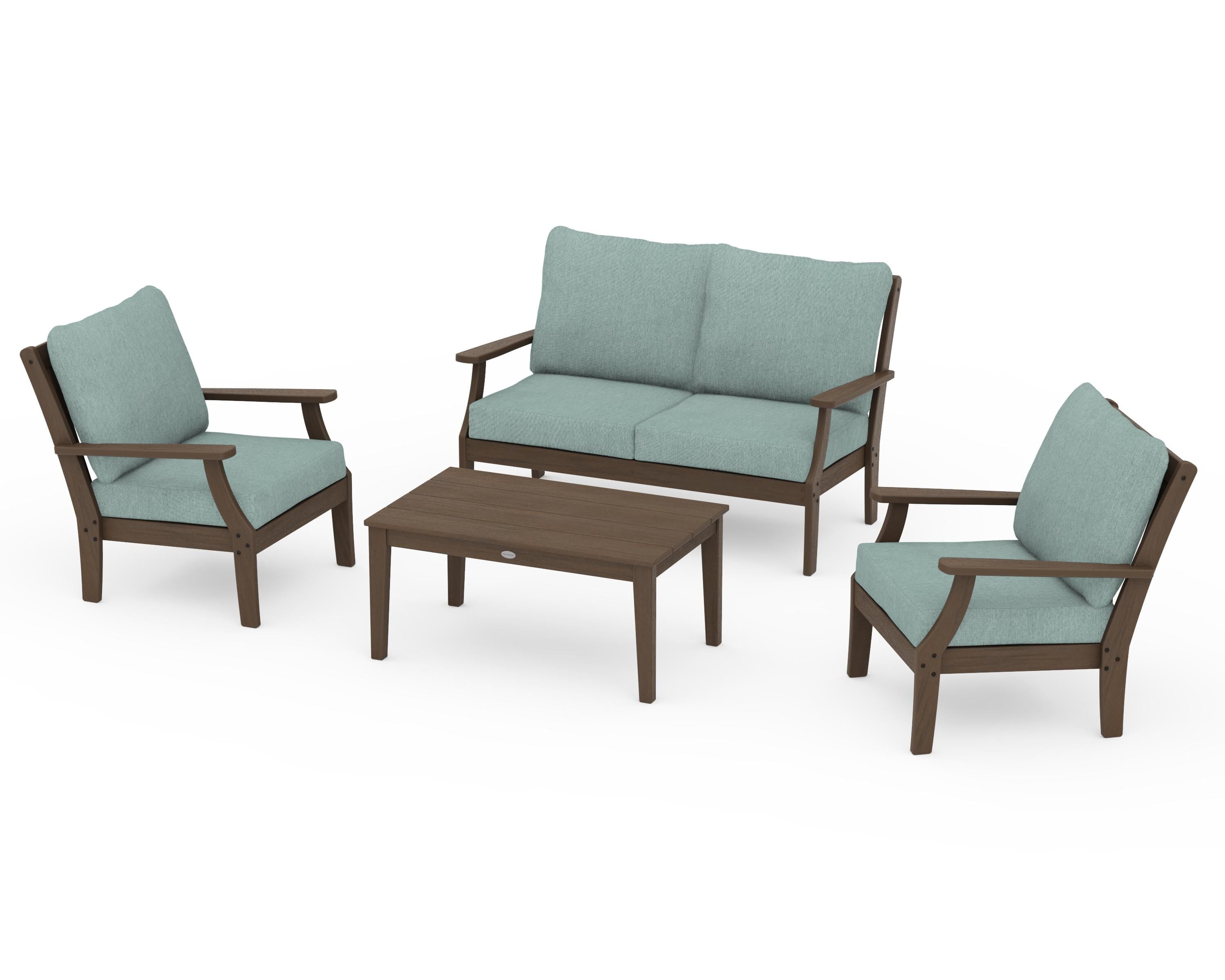 POLYWOOD Braxton 4-Piece Deep Seating Chair Set in Kona / Glacier Spa