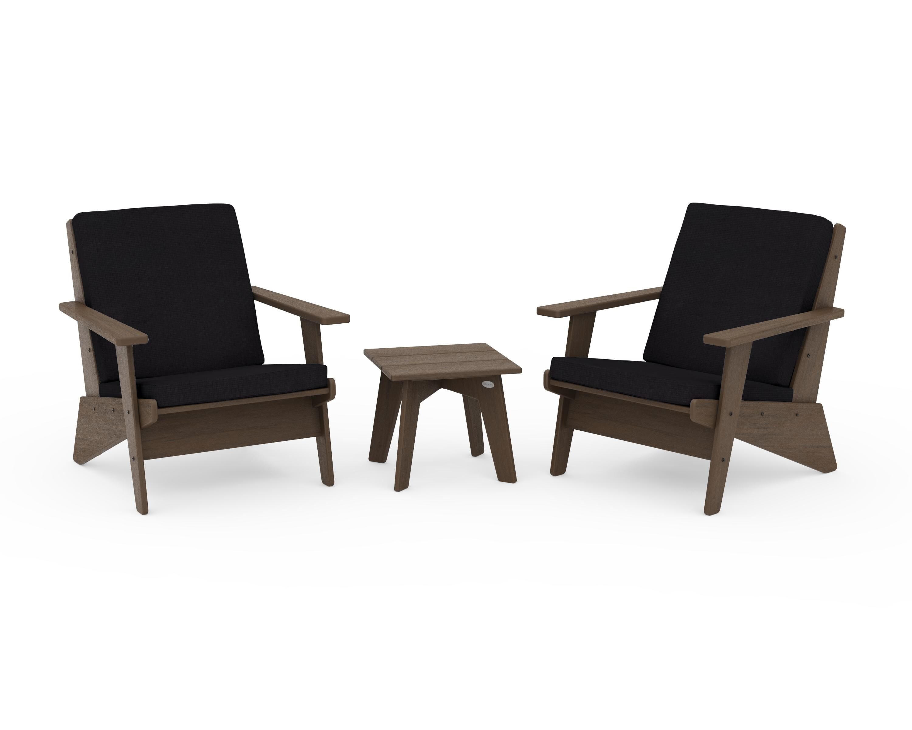 POLYWOOD Riviera Modern Lounge 3-Piece Set in Kona / Midnight Linen