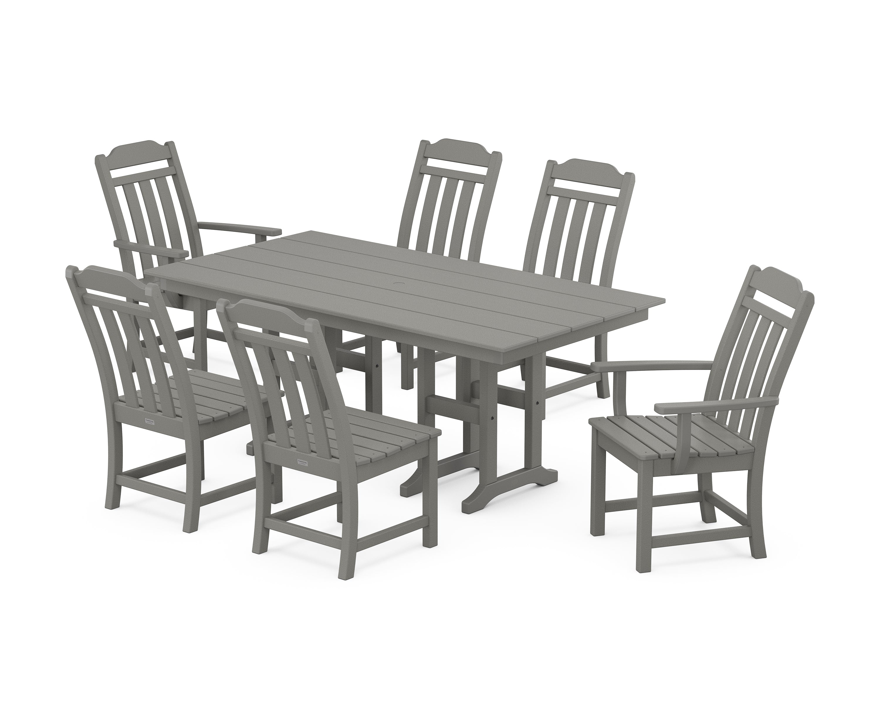 Polywood Country Living 7-Piece Farmhouse Dining Set in Slate Grey