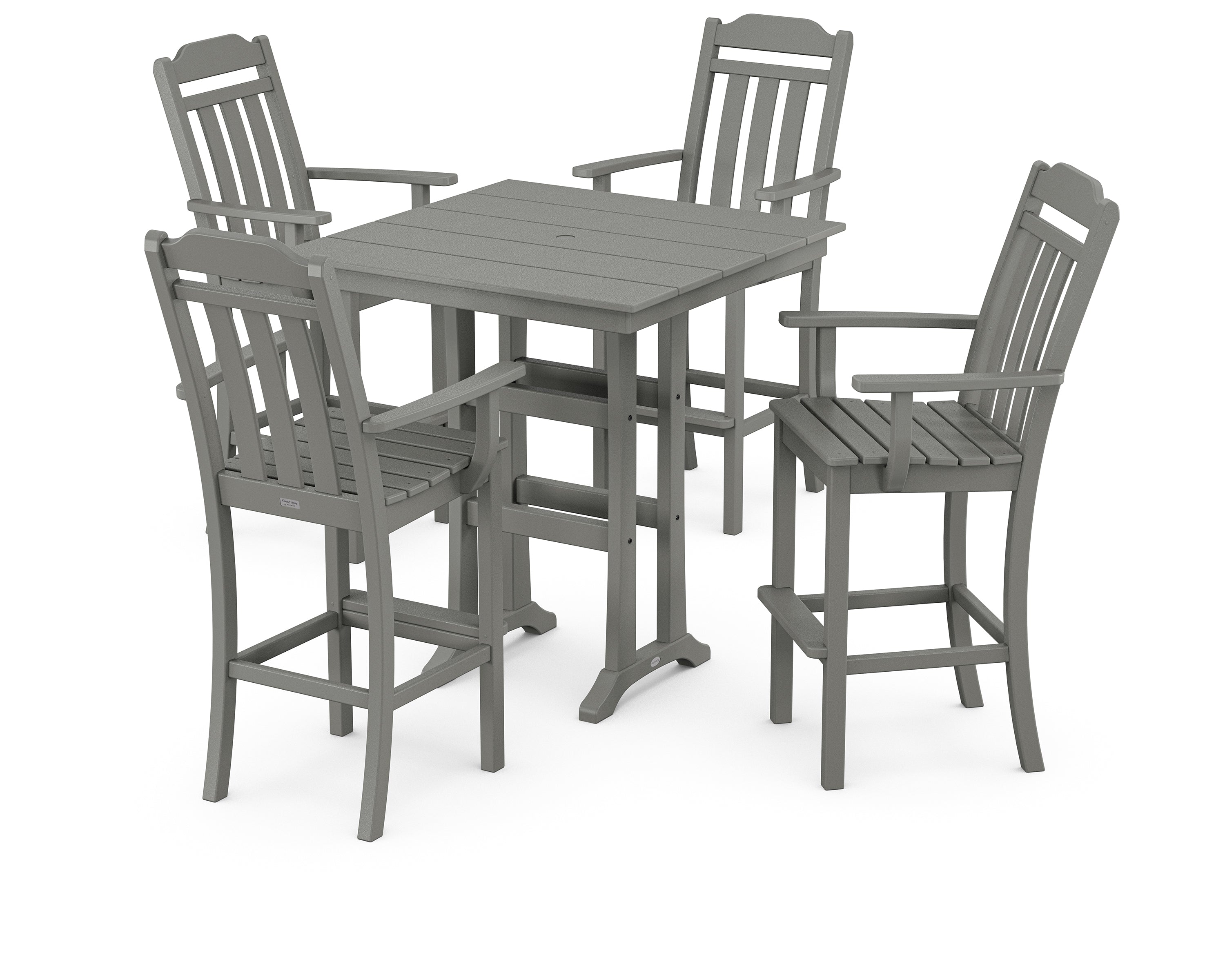 Country Living Cottage 5-Piece Farmhouse Bar Set with Trestle Legs in Slate Grey