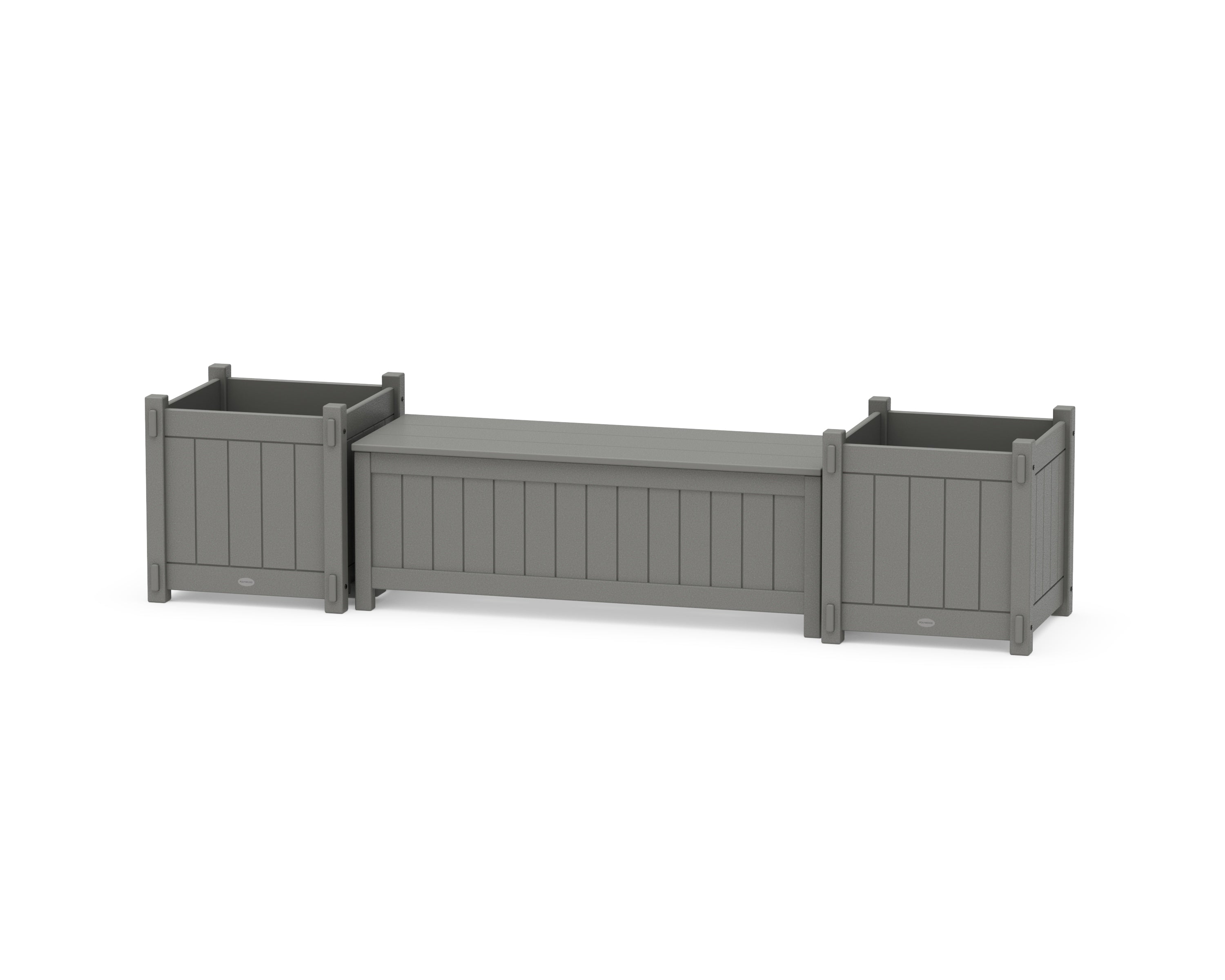POLYWOOD 48" Vineyard Straight Planter Storage Bench Set- Large in Slate Grey