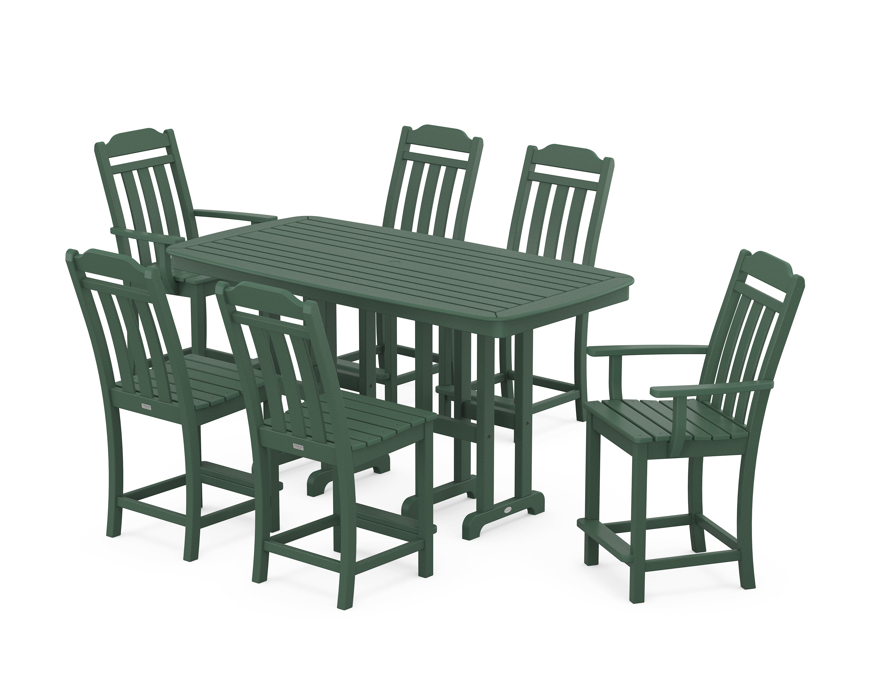 POLYWOOD Country Living 7-Piece Counter Set in Green