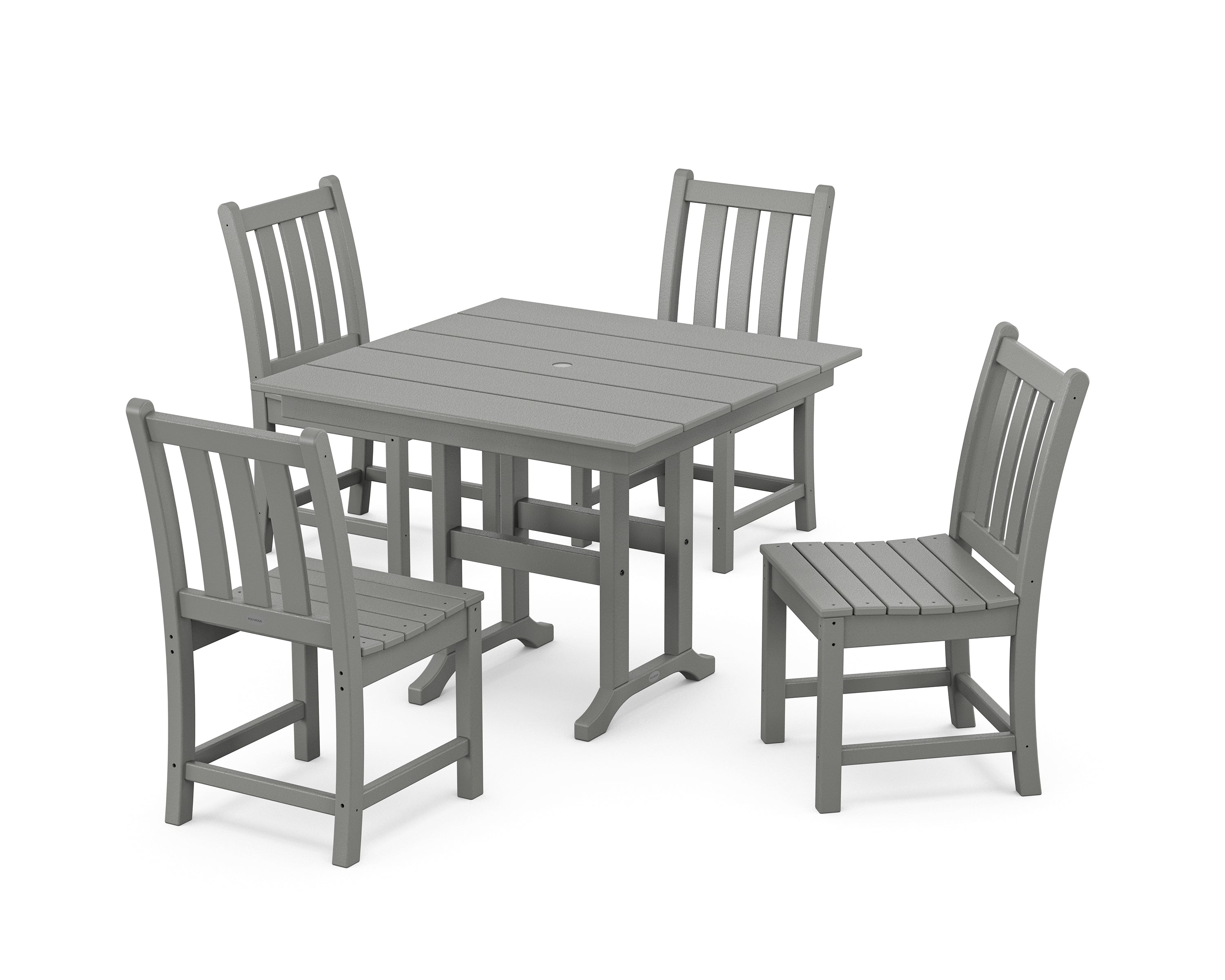 POLYWOOD Traditional Garden Side Chair 5-Piece Farmhouse Dining Set in Slate Grey