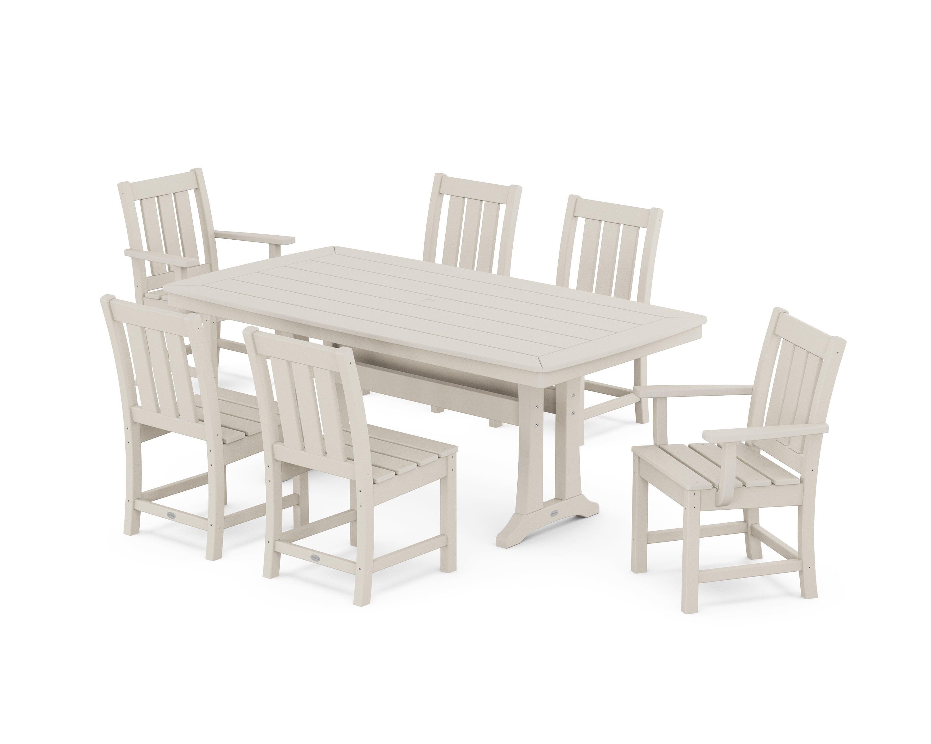 POLYWOOD Oxford 7-Piece Dining Set with Trestle Legs in Sand