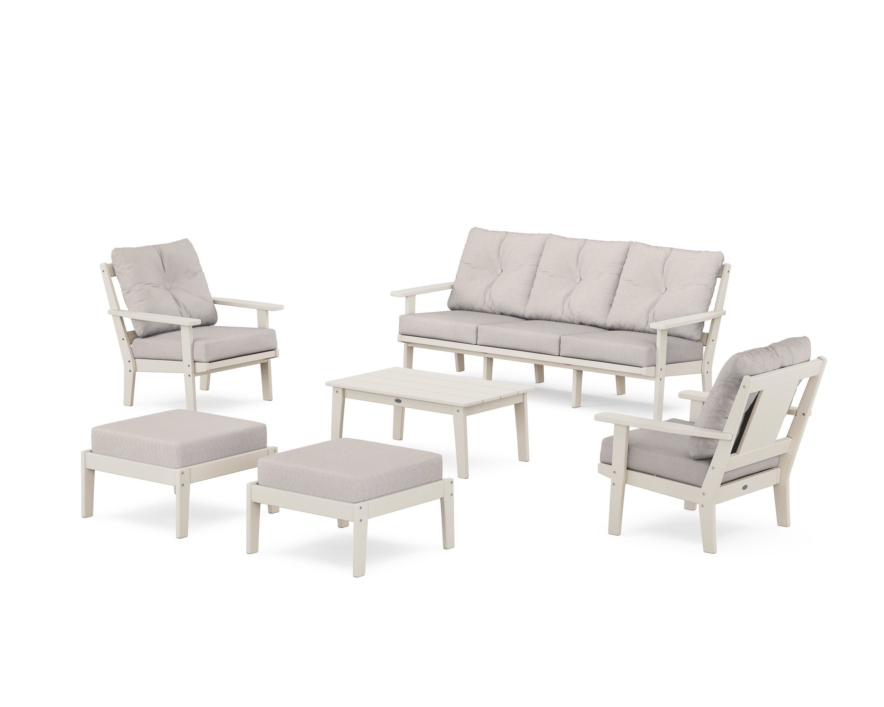 POLYWOOD Prairie 6-Piece Lounge Sofa Set in Sand / Dune Burlap