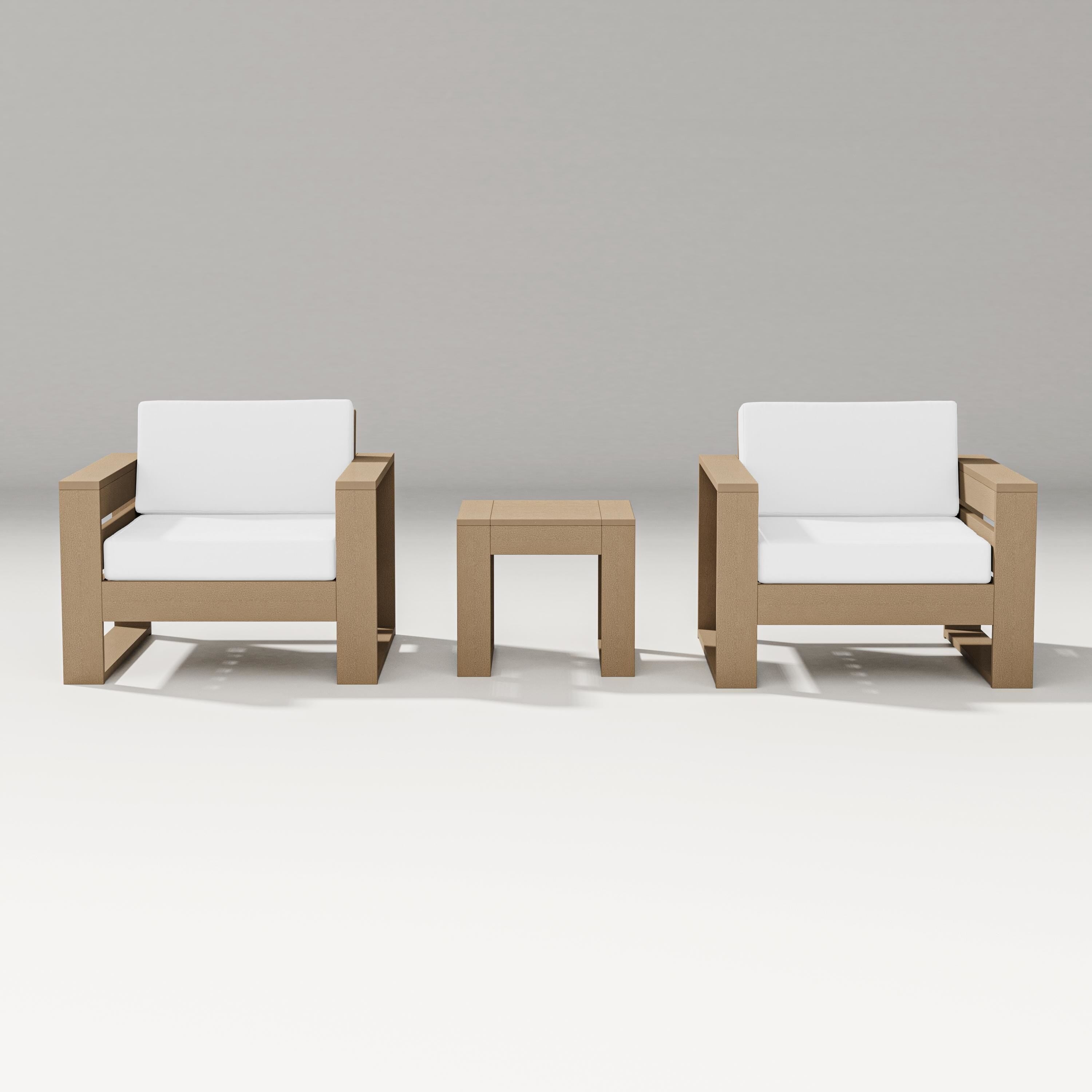PW Designer Series Latitude 3-Piece Lounge Chair Set in Vintage Sahara / Natural