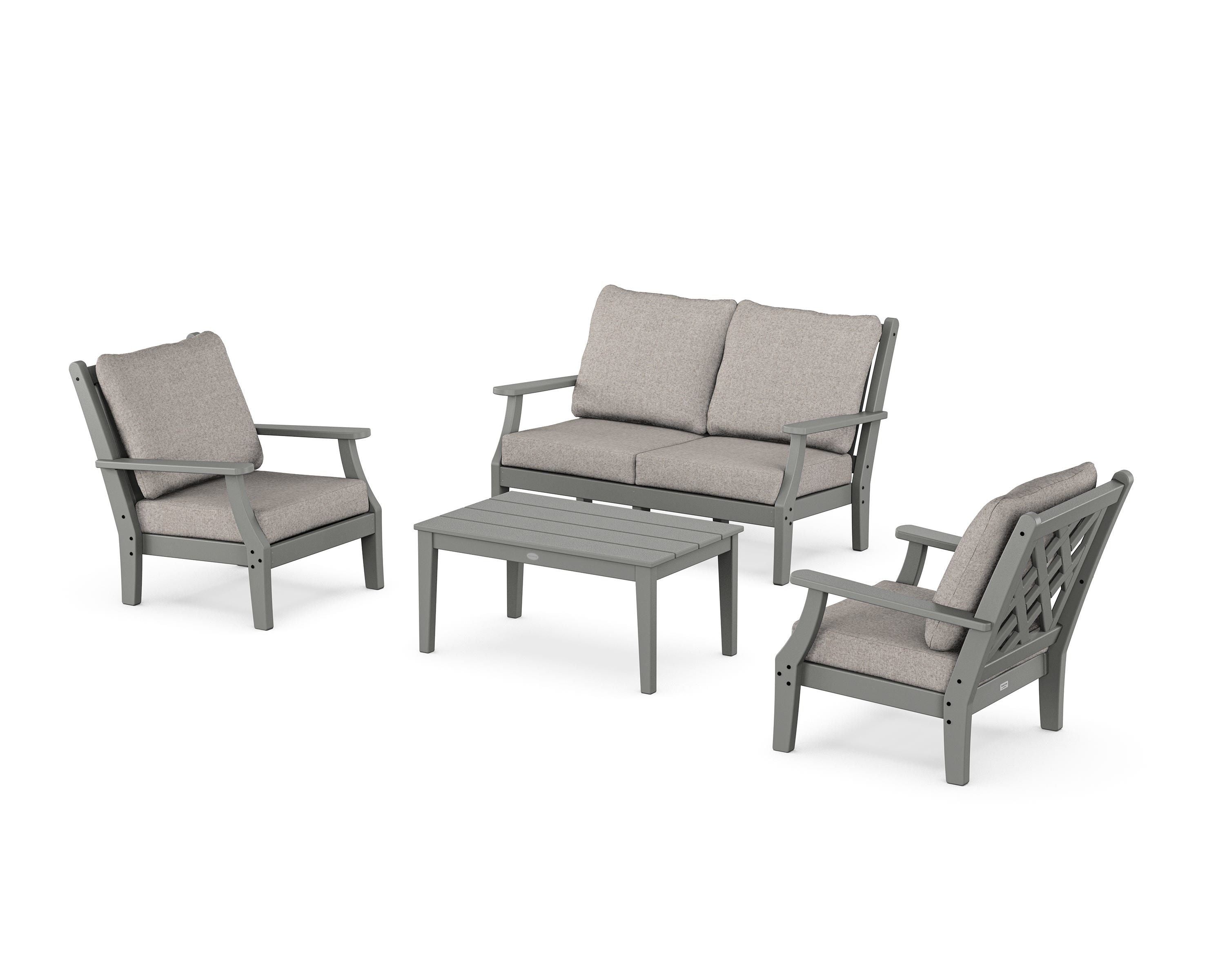 Country Living Wovendale 4-Piece Deep Seating Set with Loveseat in Slate Grey / Weathered Tweed