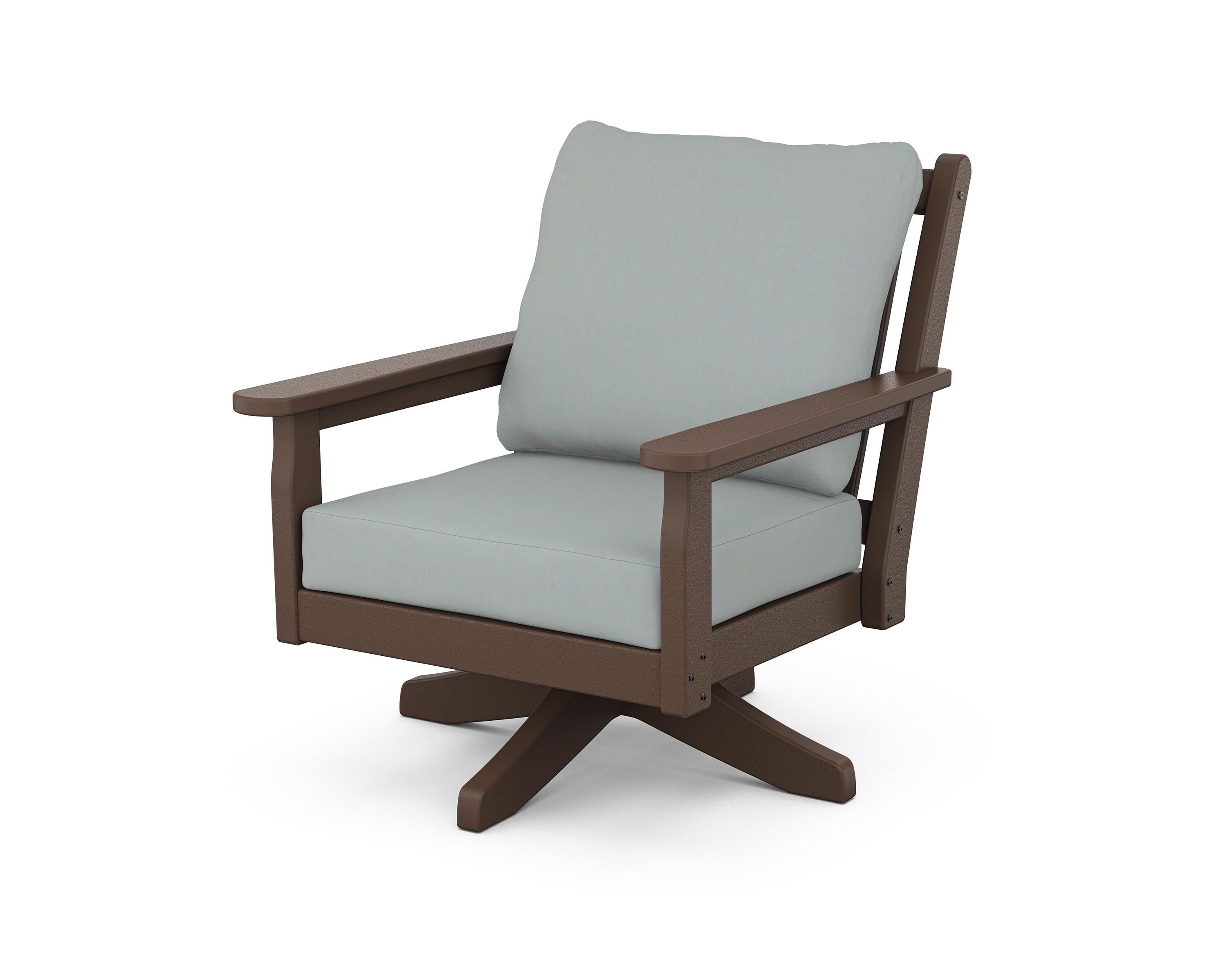 POLYWOOD Chippendale Deep Seating Swivel Chair in Mahogany / Spa