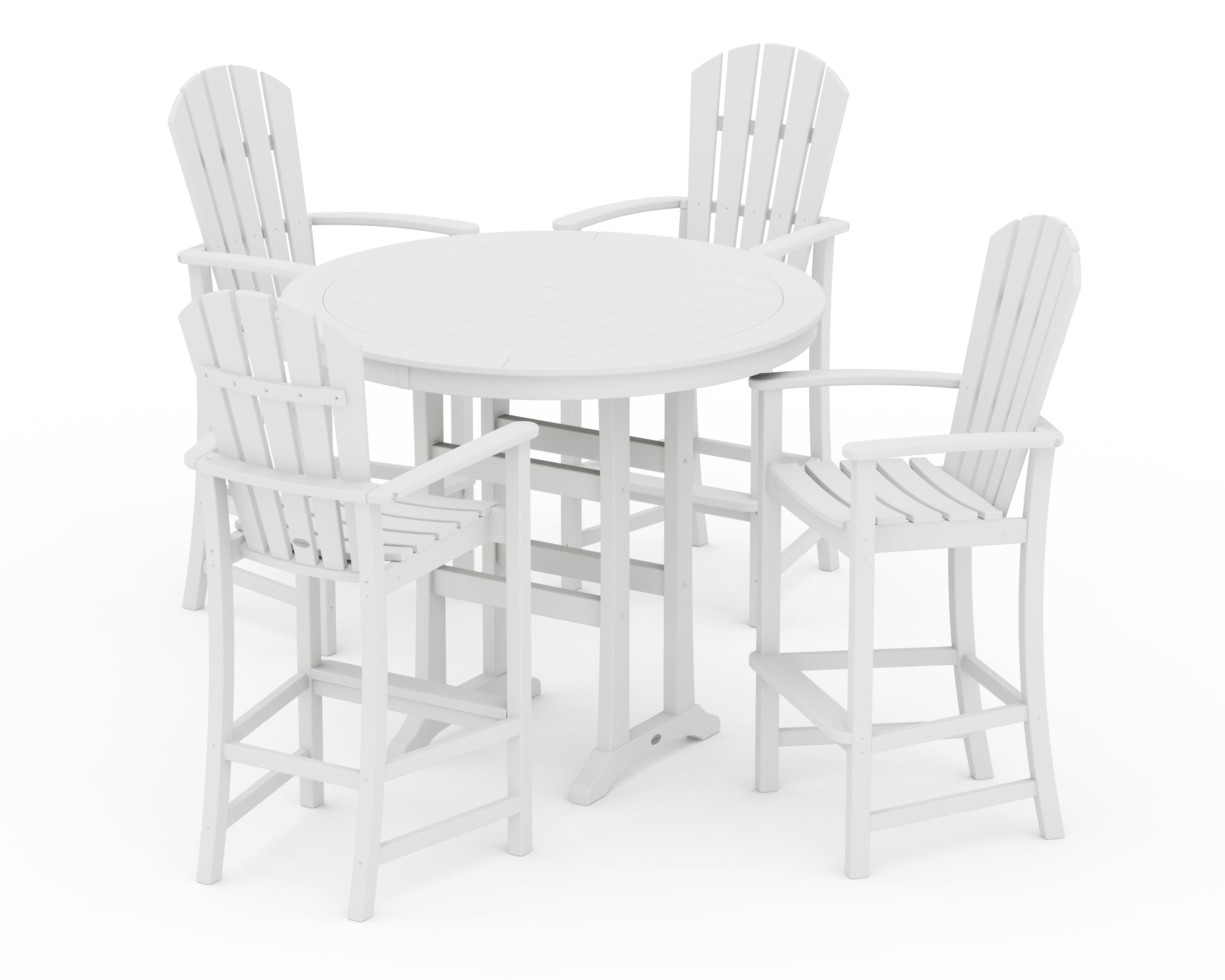 POLYWOOD Palm Coast 5-Piece Round Bar Set in White