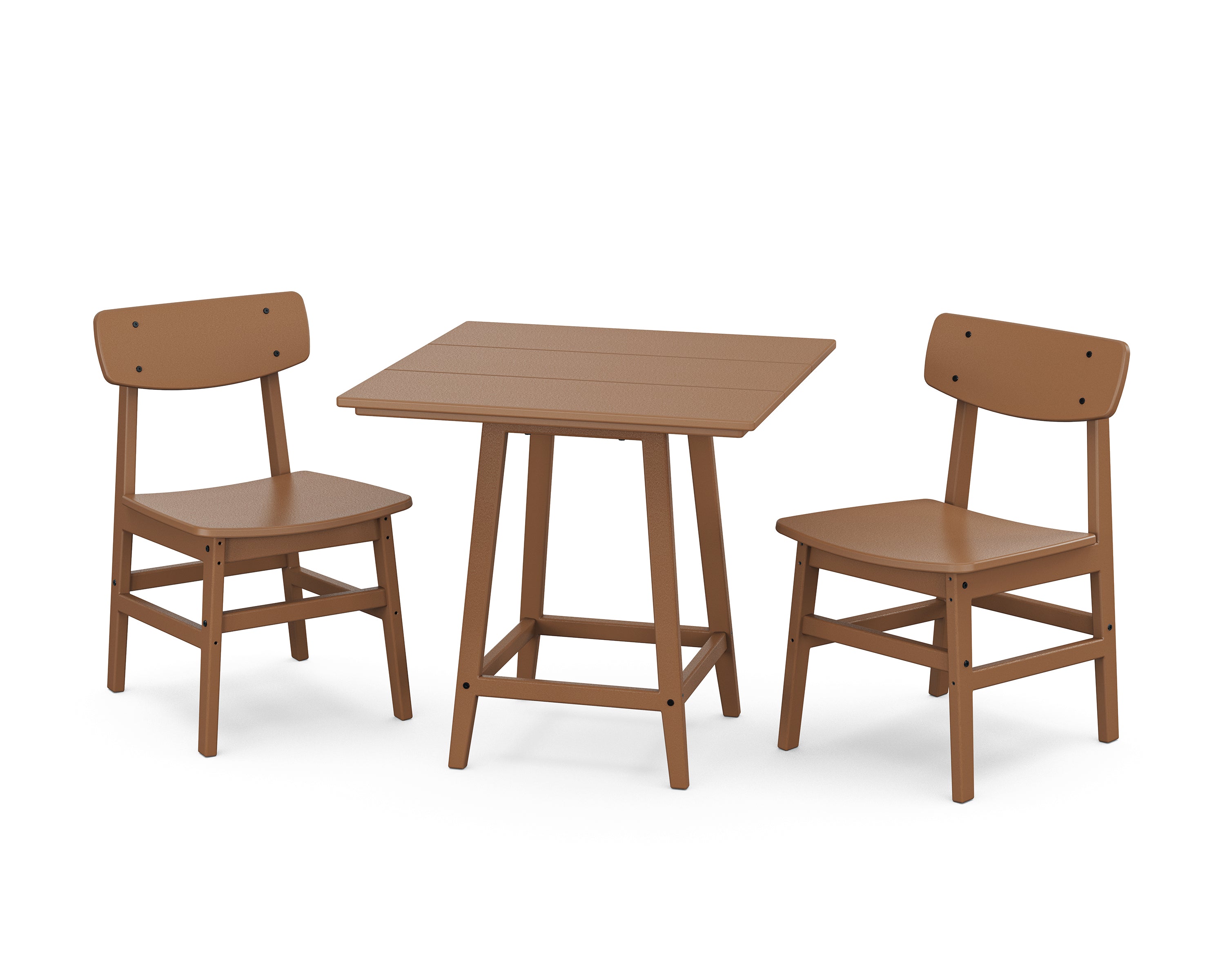 POLYWOOD Modern Studio Urban Chair 3-Piece Bistro Dining Set in Teak
