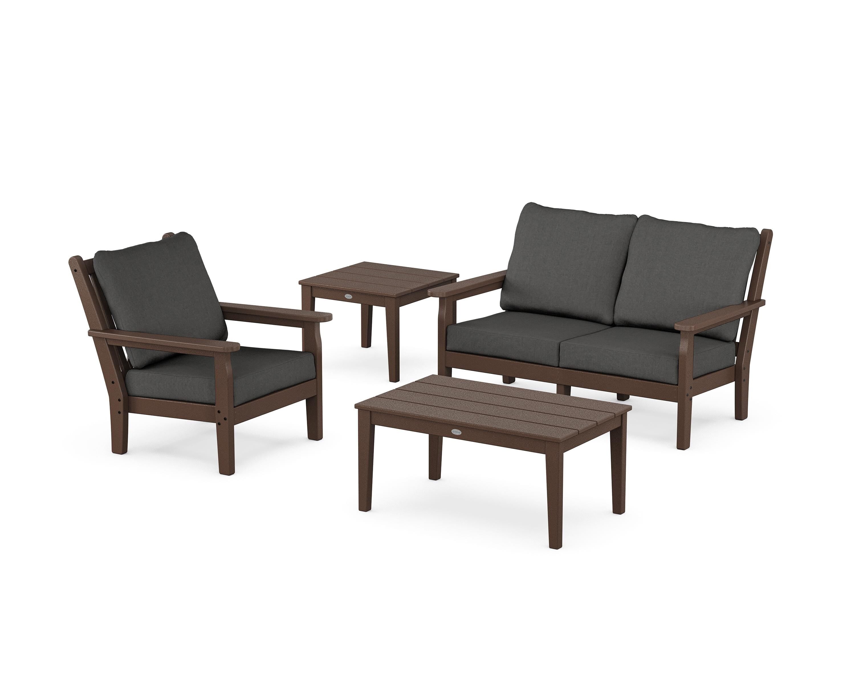 POLYWOOD Chippendale 4-Piece Deep Seating Set in Mahogany / Spectrum Carbon