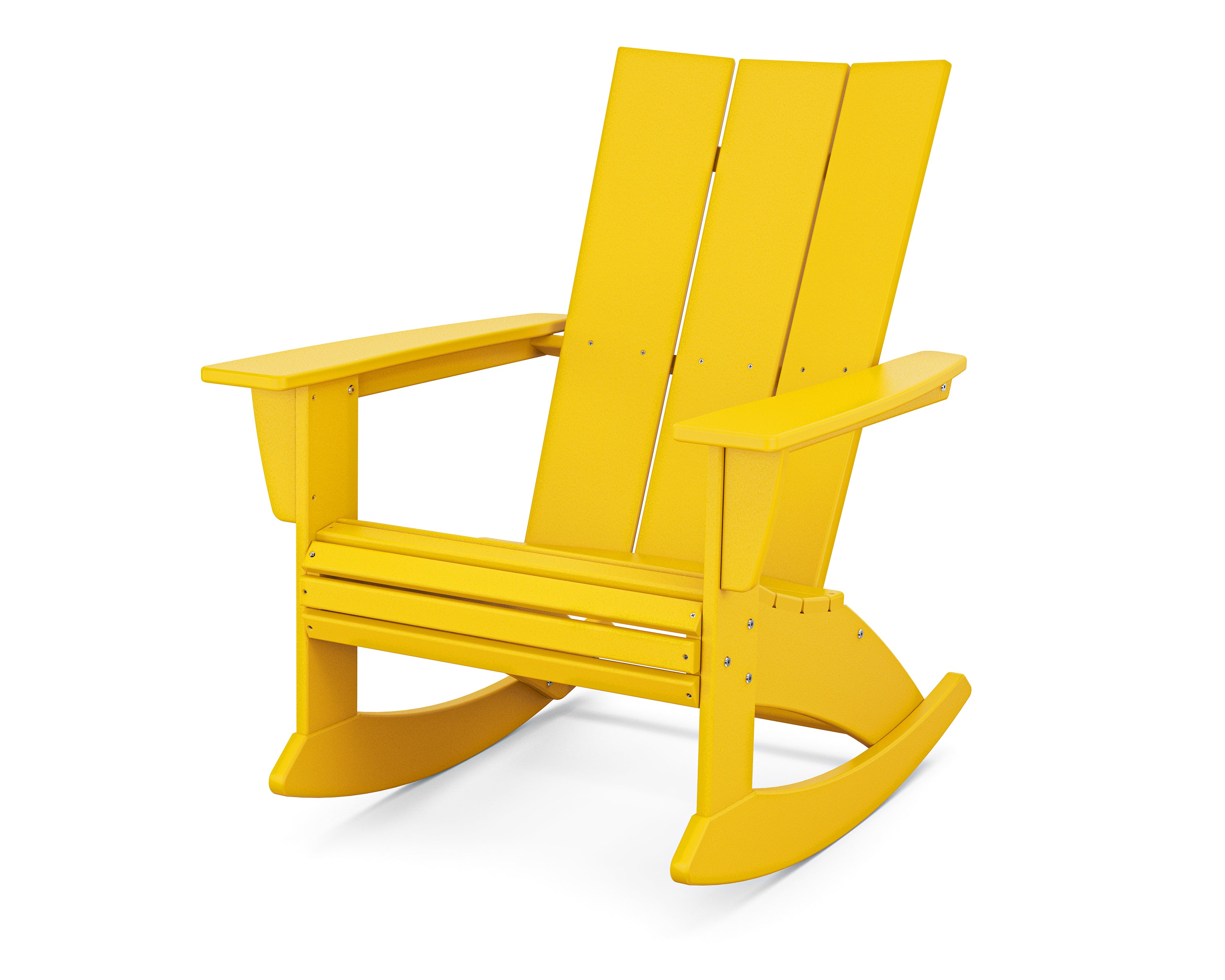 POLYWOOD Modern Curveback Adirondack Rocking Chair in Lemon