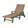 POLYWOOD Coastal Chaise with Wheels in Green / Burlap Sling