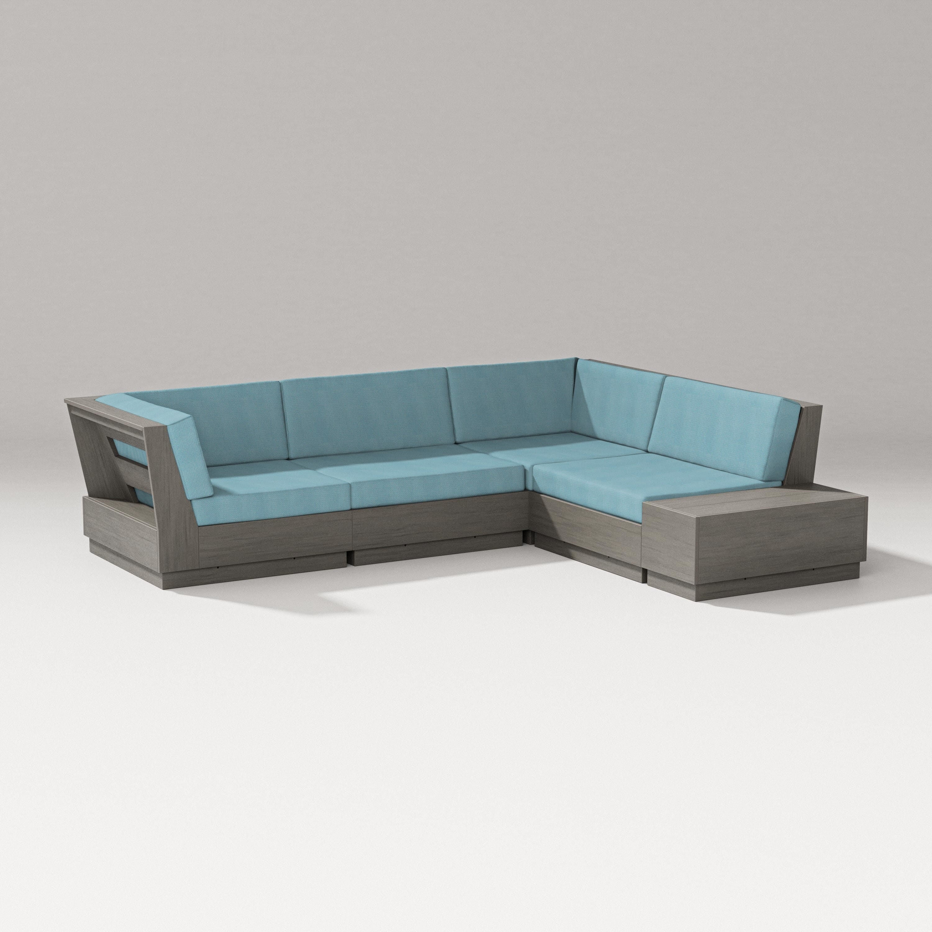 PW Designer Series Elevate Corner Sectional in Driftwood / Lattice Sky Blue