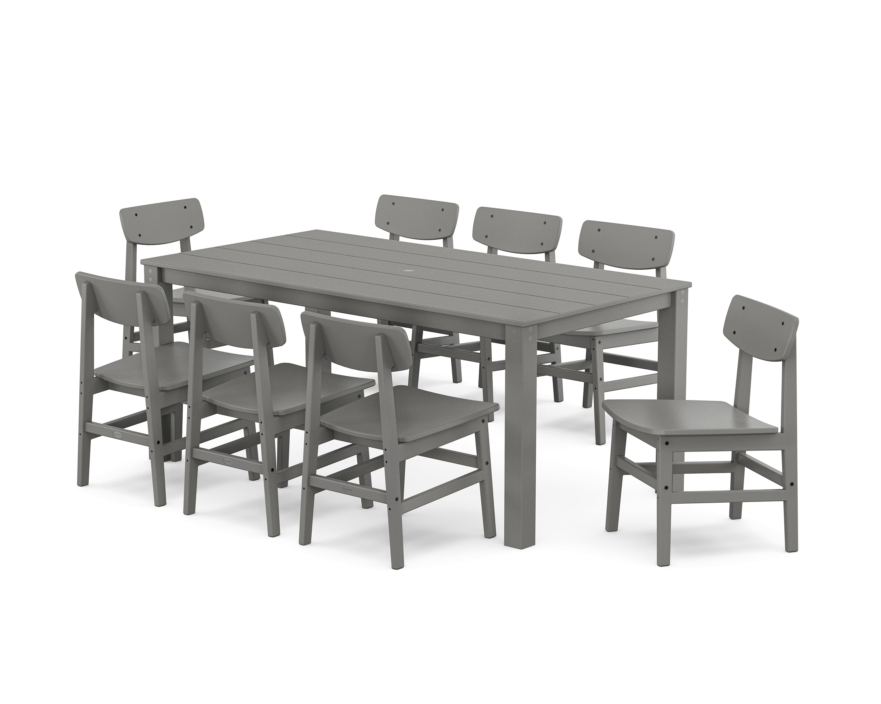 POLYWOOD Modern Studio Urban Chair 9-Piece Parsons Dining Set in Slate Grey