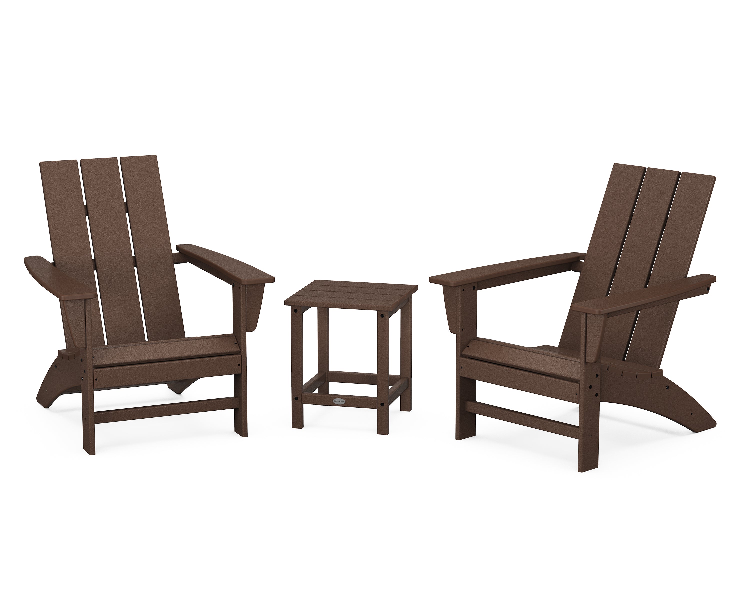 POLYWOOD® Modern 3-Piece Adirondack Set with Long Island 18" Side Table in Mahogany