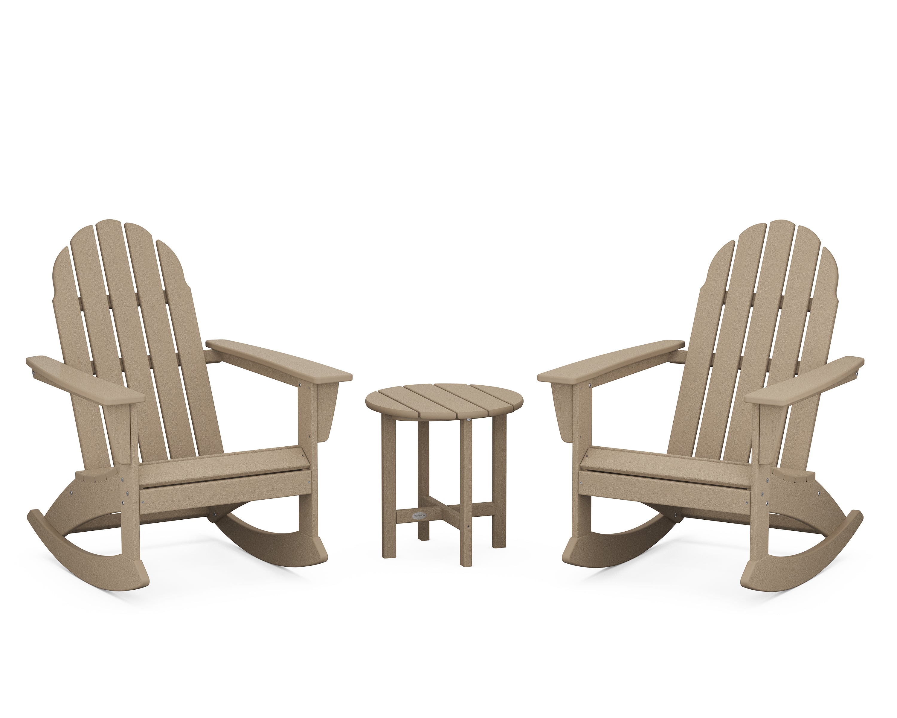 POLYWOOD® Vineyard 3-Piece Adirondack Rocking Chair Set in Vintage Sahara