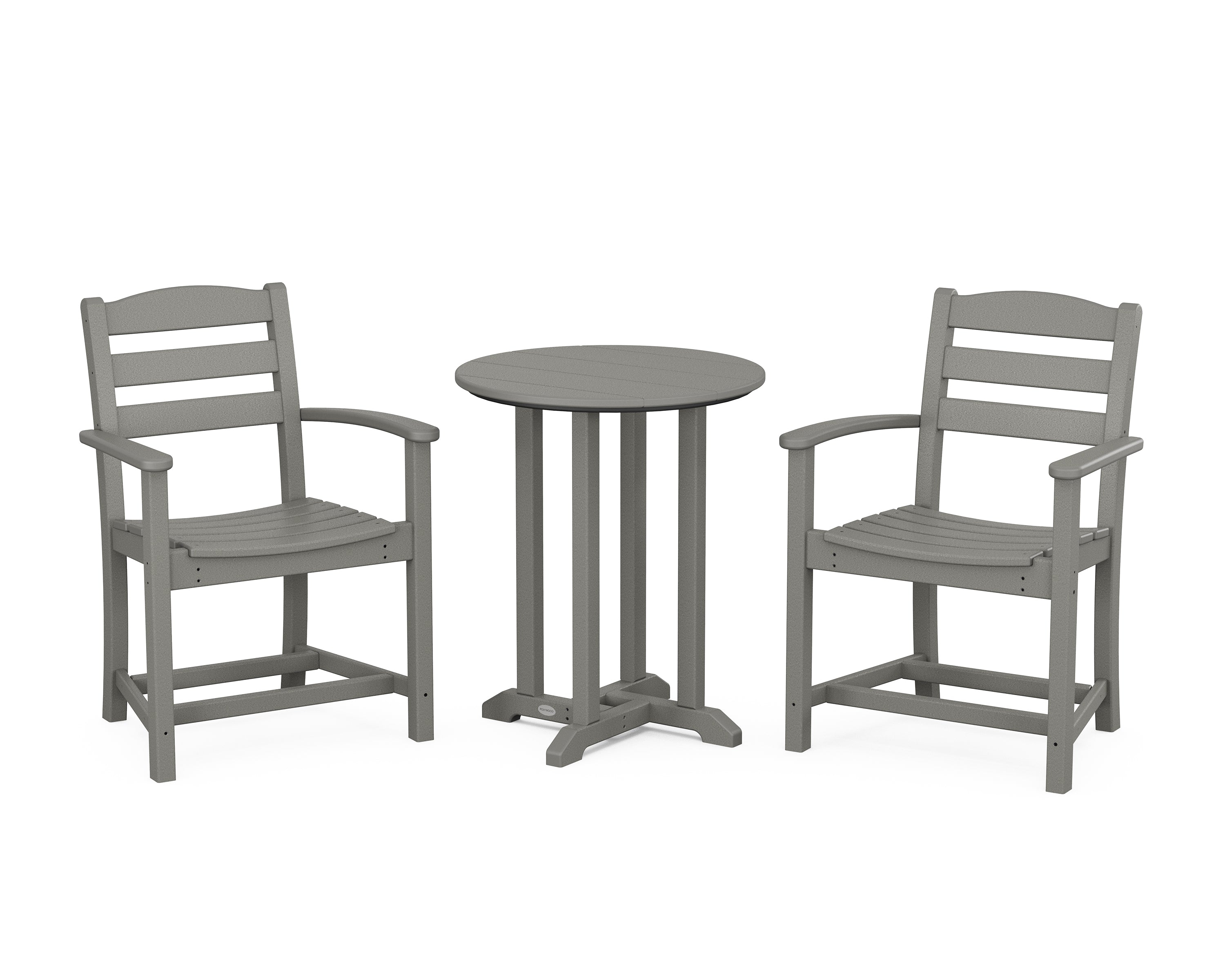 POLYWOOD La Casa Café 3-Piece Round Bistro Dining Set in Slate Grey