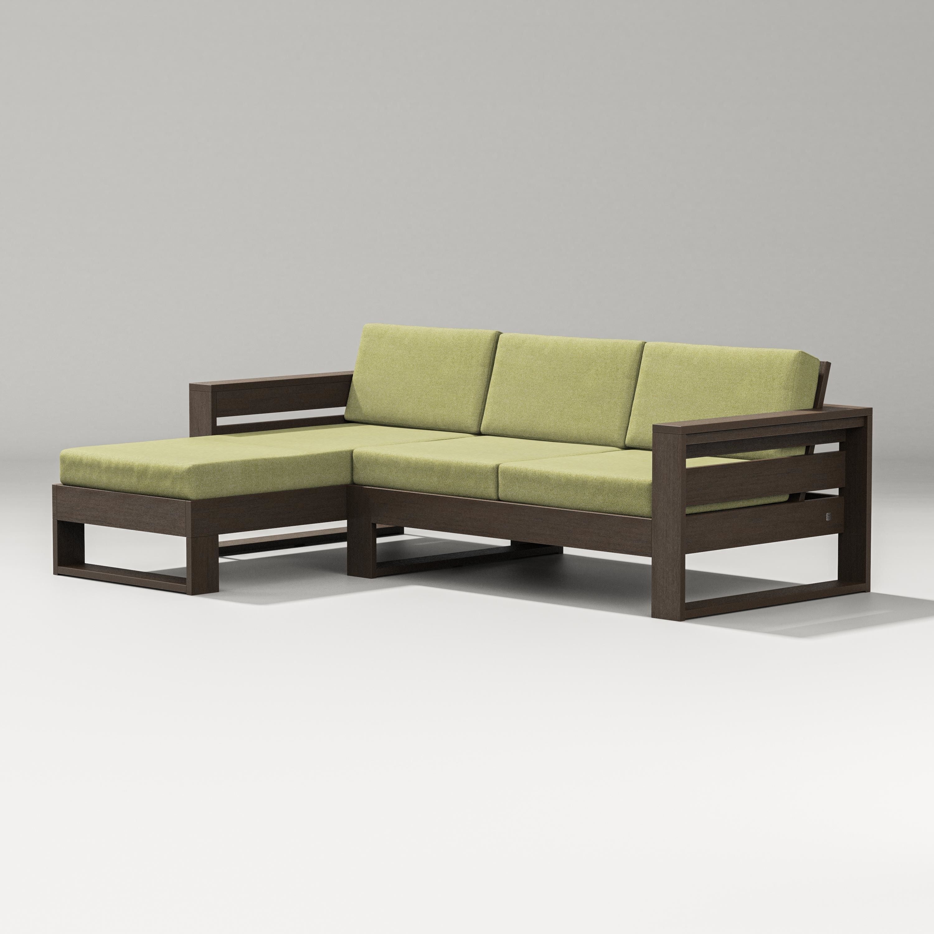 PW Designer Series Latitude Left Chaise Sectional in Kona / Chartreuse Boucle